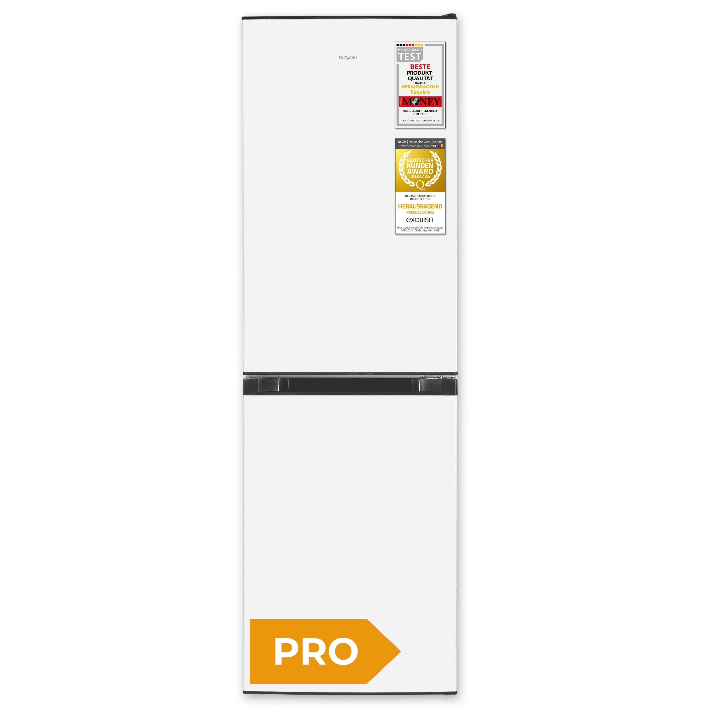 exquisit Kühl-/Gefrierkombination KGC5195-65-NF-330E, 157.5 cm hoch, 48.5 cm breit, No-Frost-Technik, LED-Beleuchtung, wechselbarer Türanschlag