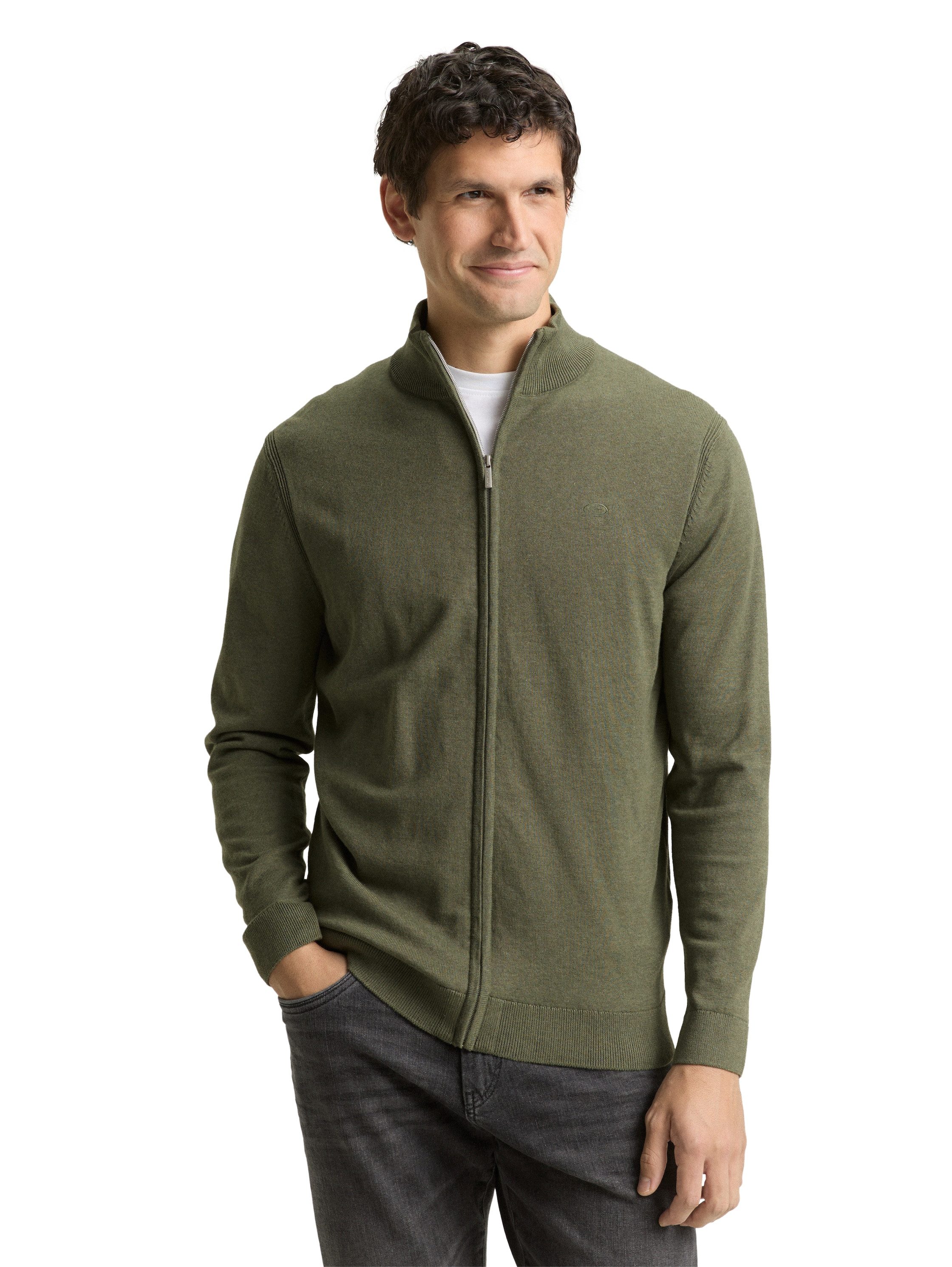 TOM TAILOR Strickjacke mit Logo Stickerei