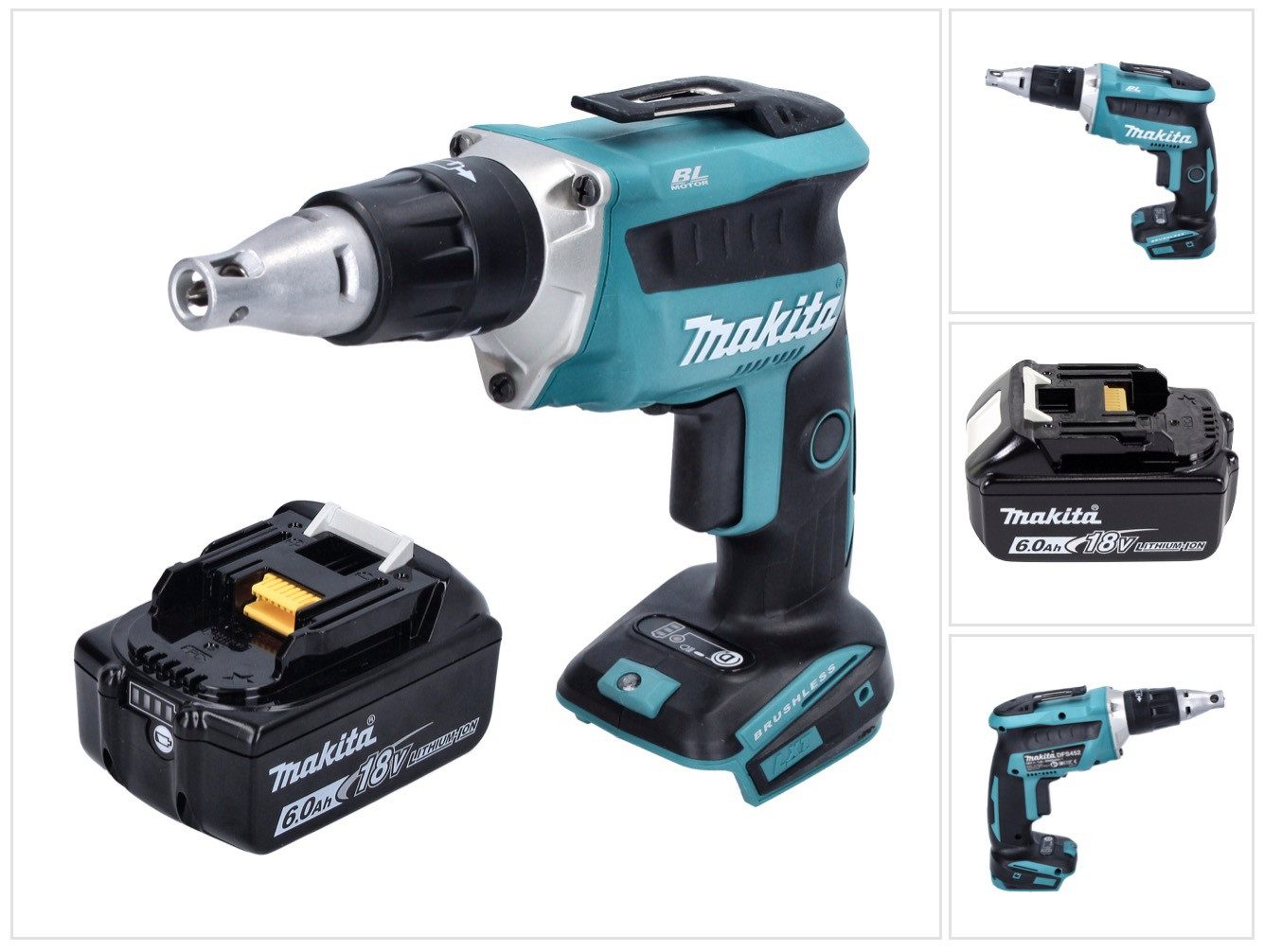 Makita Akku-Trockenbauschrauber DFS 452 G1 Akku Schnellbauschrauber 18 V Brushless + 1x Akku 6,0 Ah -