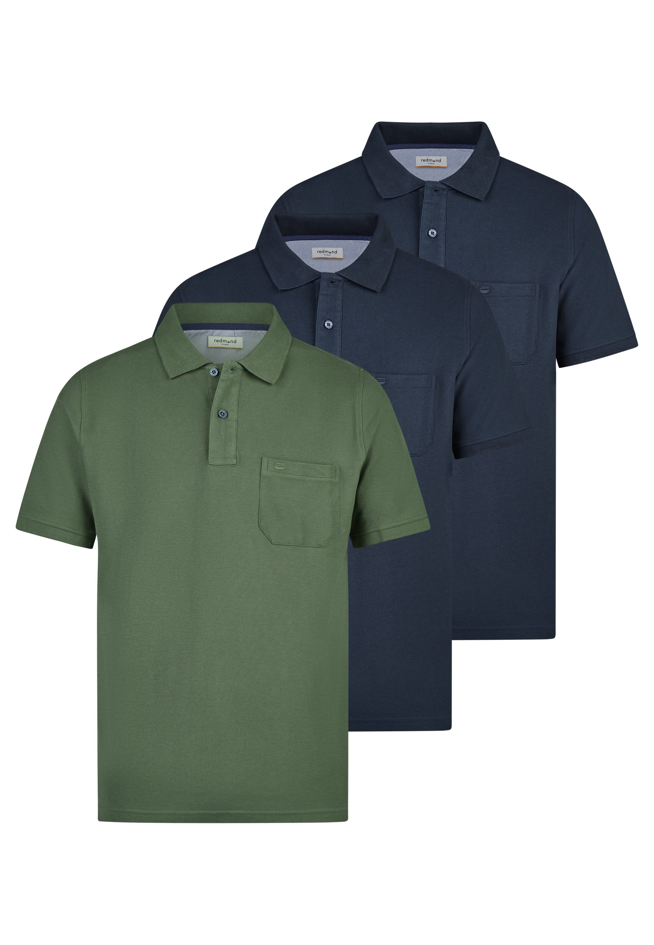 Redmond Poloshirt 3er Pack Basic (Spar-Set, 3-tlg) Poloshirt - Baumwolle - Atmungsaktiv