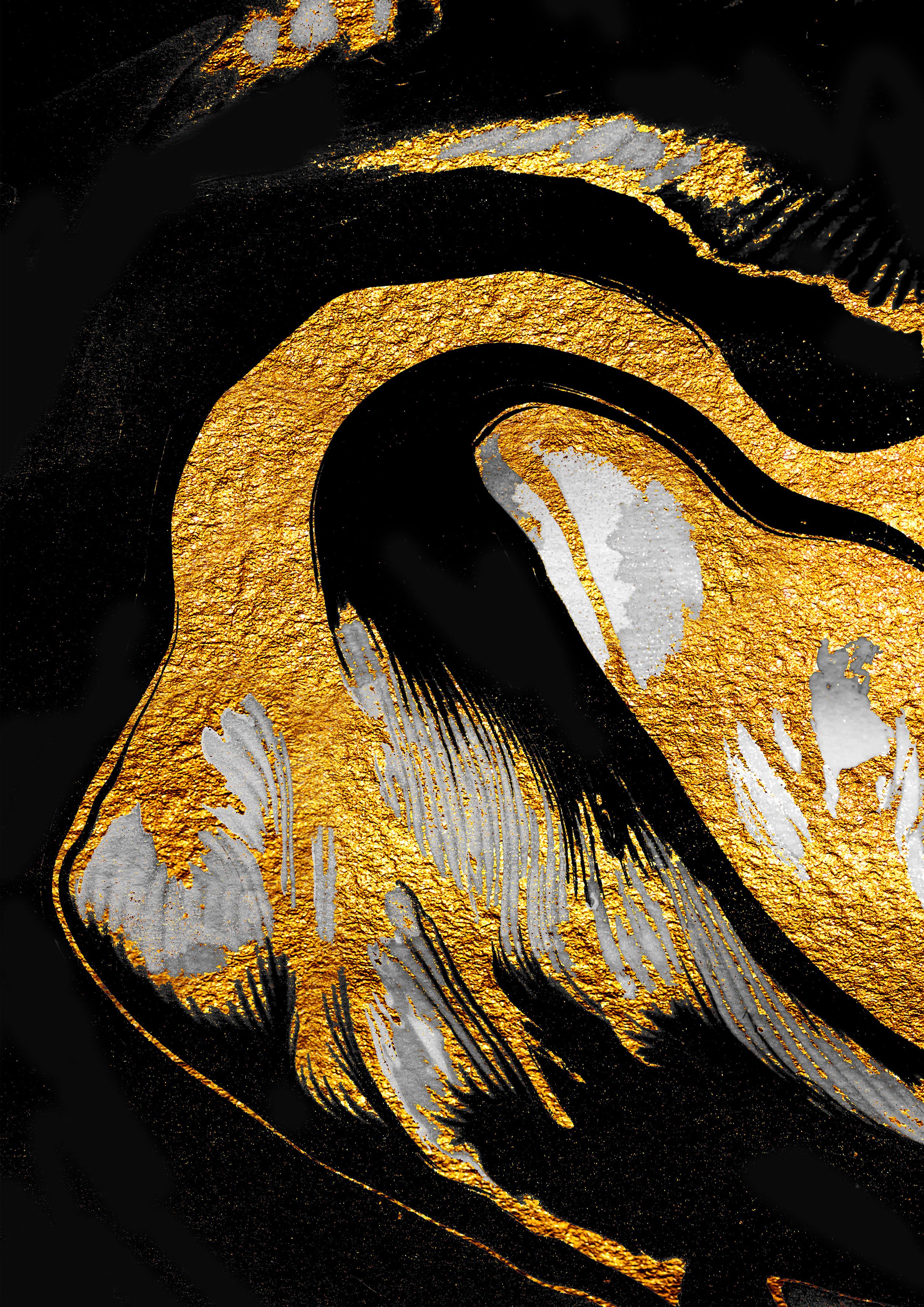 queence Acrylglasbild Wandbild, Goldbild, Bild Abstrakte Kunst mit Blattgold veredelt, Abstrakte, Fantasy, Kunst, Handveredelt mit Blattgold für eine edle und zeitlose Optik.