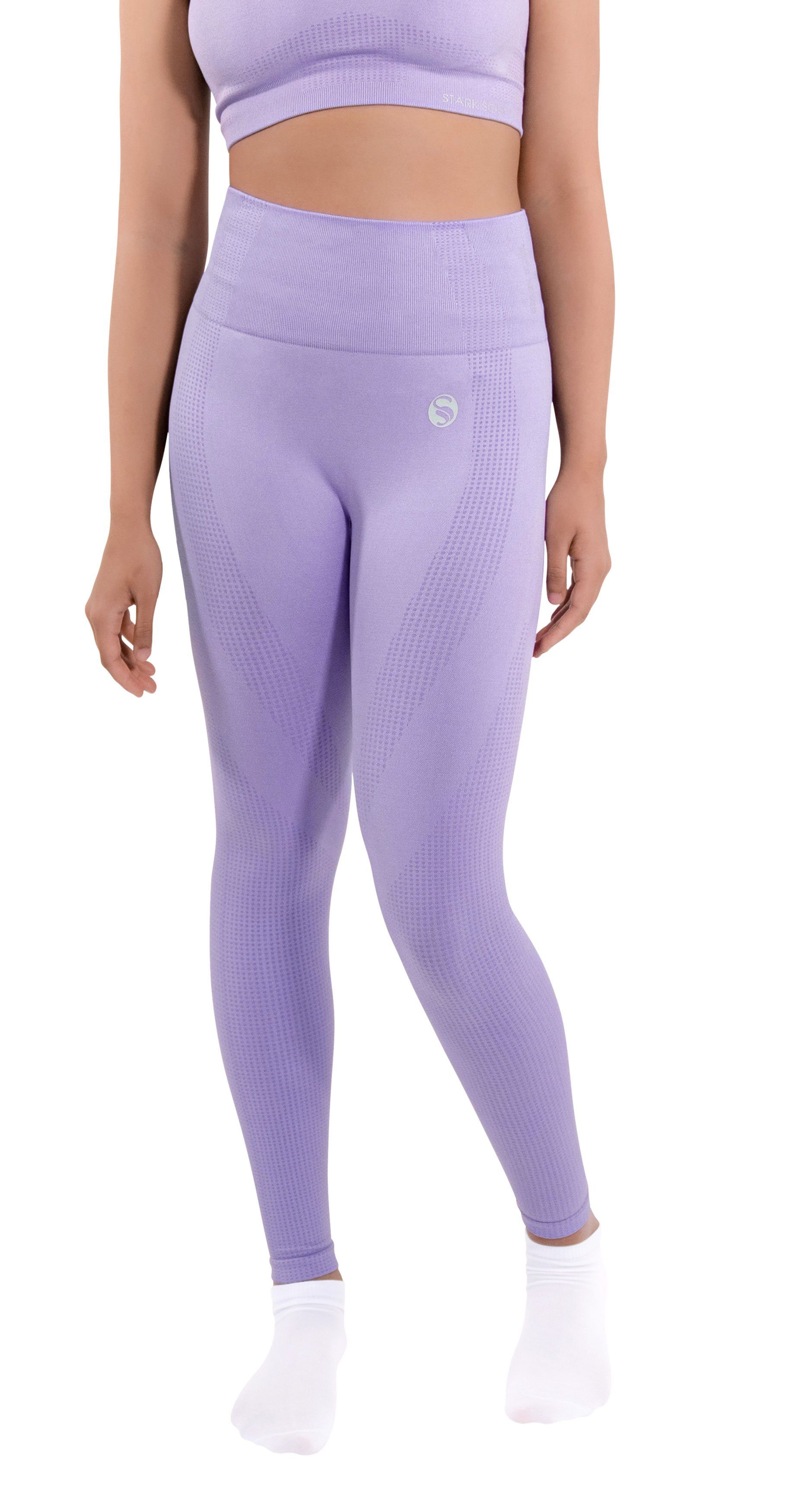 Stark Soul® Highwaist Leggings Sport Leggings "reflect" mit hohem breitem Bund Lavendel