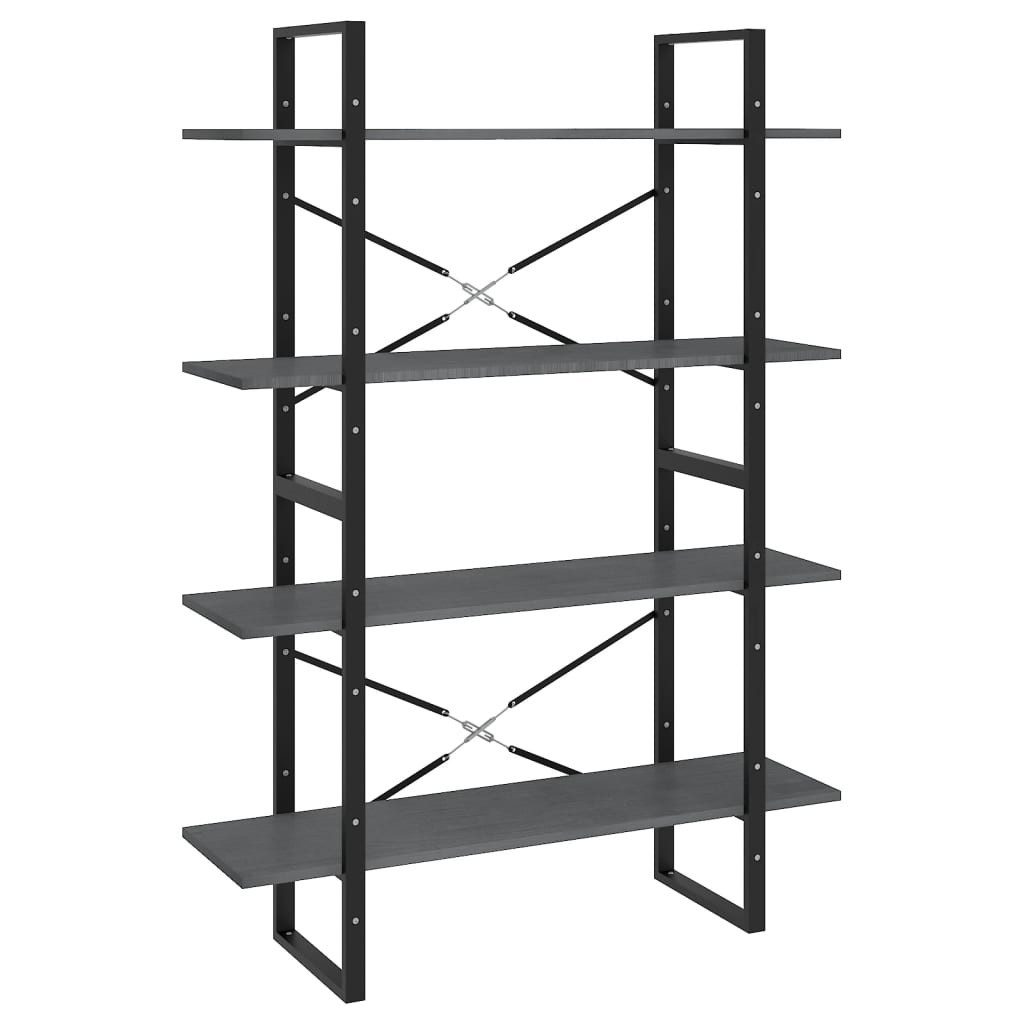 vidaXL Bücherregal NA Regal Standregal Bücherregal Vorratsregal 4 Fächer Grau 100x30x140