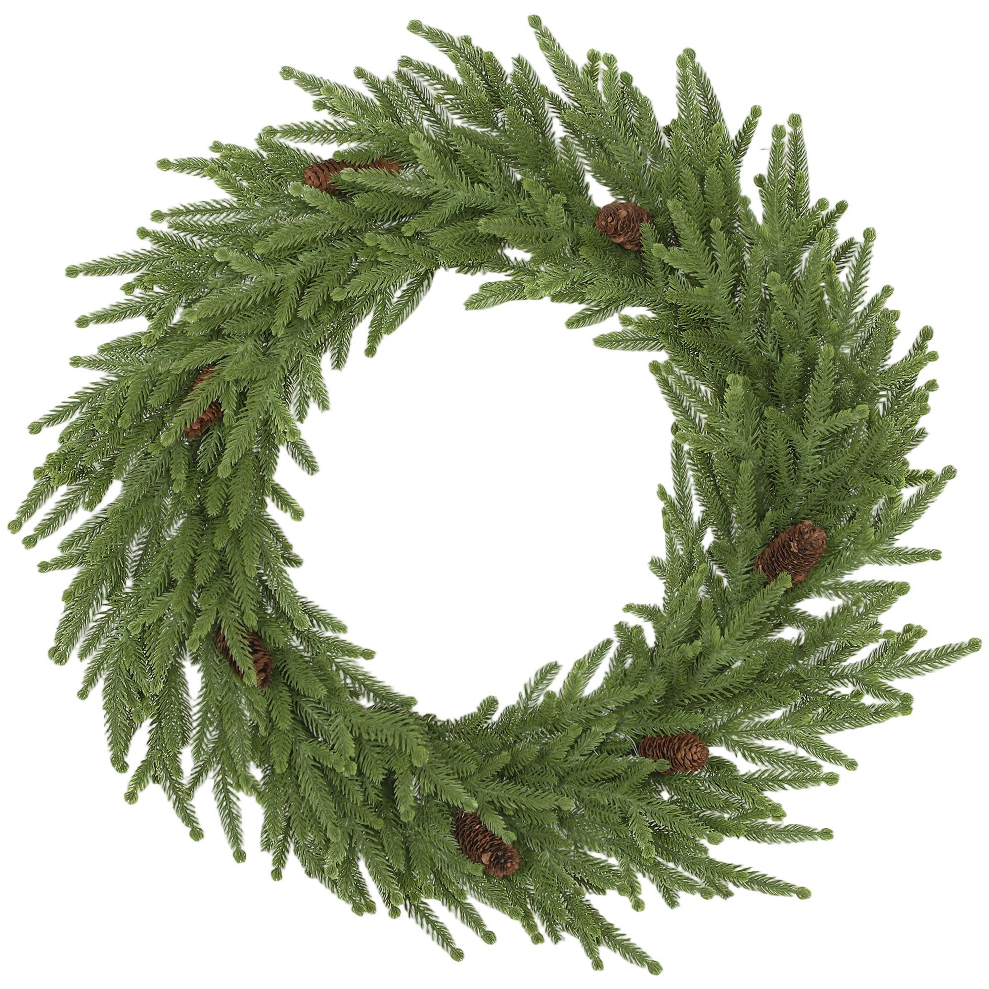 HOMCOM Adventskranz Künstlicher Weihnachtskranz, Norfolk-Kiefernzweige, Grün