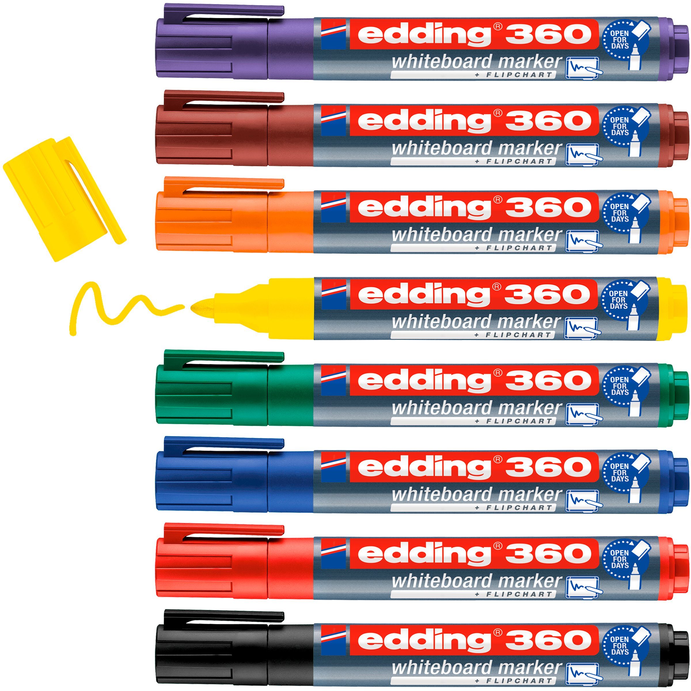 edding Marker 360 Whiteboard Marker Rundspitze, 1,5 mm-3 mm 8er-Set