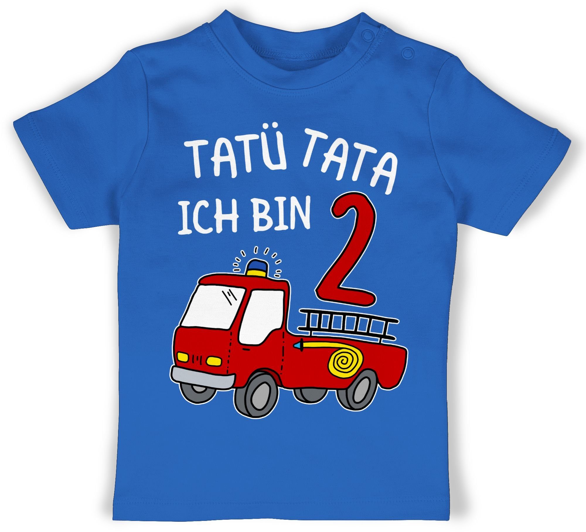 Shirtracer T-Shirt Tatü Tata 2. Ich Royalblau Feuerwehrauto zwei Geburtstag bin 2