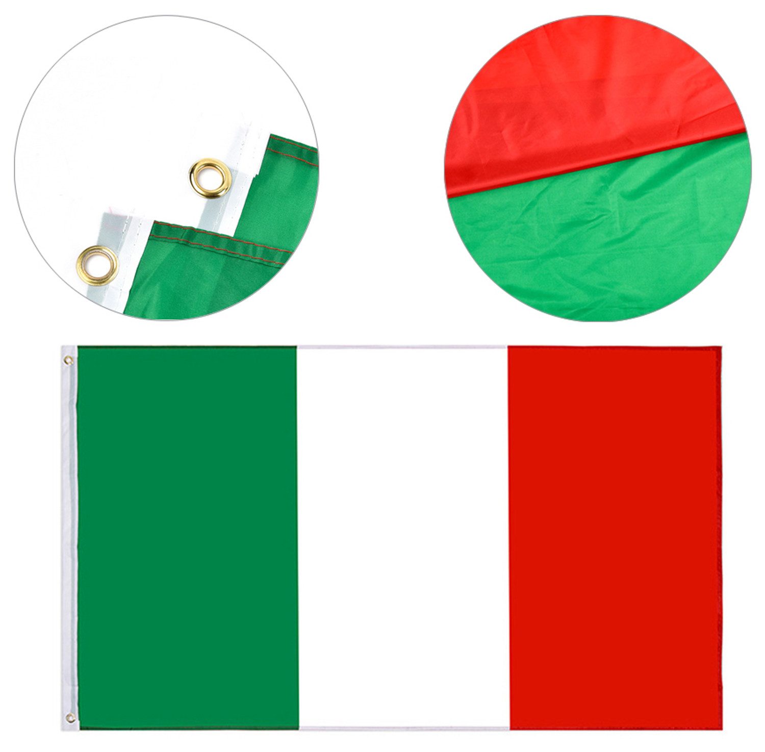 Lobwerk Flagge Italien Italy Flagge mit Ösen Fahne 150x90 Metalösen Wetterfest Fahnen