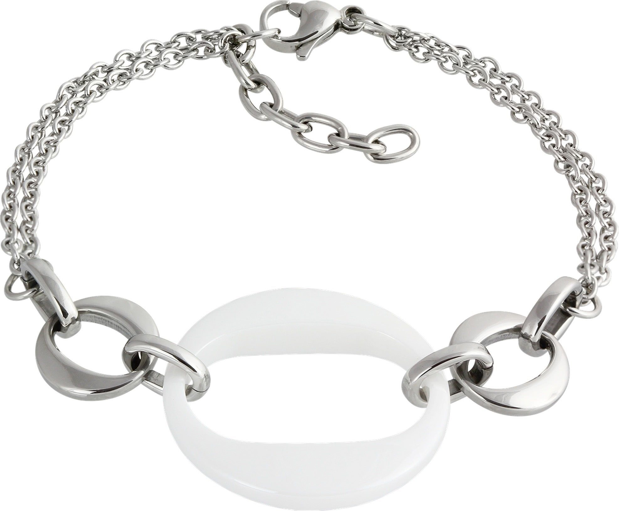Amello Edelstahlarmband Amello Round Armband silber weiß (Armband), Armbänder für Damen Edelstahl (Stainless Steel)