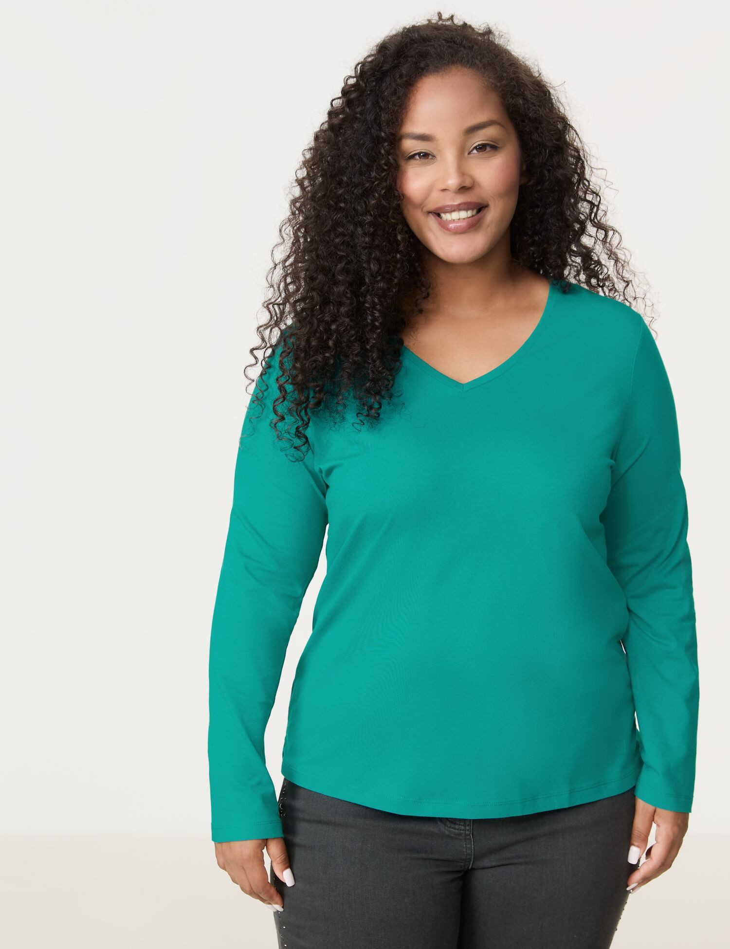 Samoon Shirtbluse Basic Langarmshirt