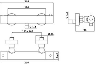 SCHÖNER WOHNEN-Kollektion Duscharmatur Dicu Verbrühschutz, Thermostat, Keramikkartusche, Mattschwarz