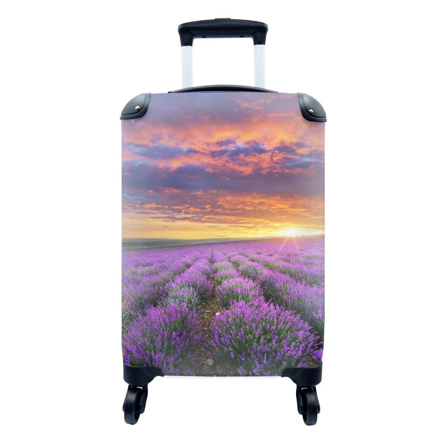 MuchoWow Handgepäckkoffer Lavendel - Wolken - Frühling, 4 Rollen, Reisetasche mit rollen, Handgepäck für Ferien, Trolley, Reisekoffer