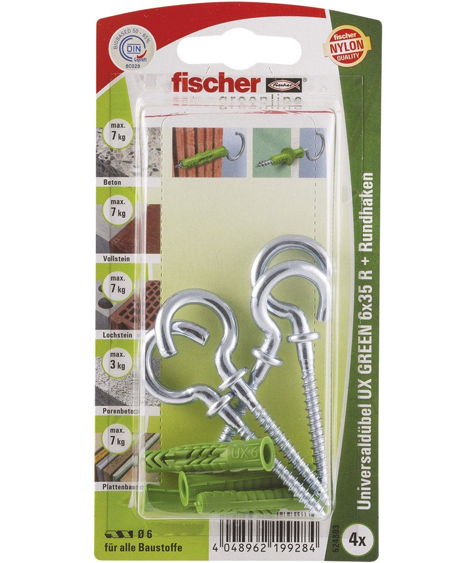 fischer Schrauben- und Dübel-Set 35 green mm x Fischer 6.0 Universaldübel-Set UX 