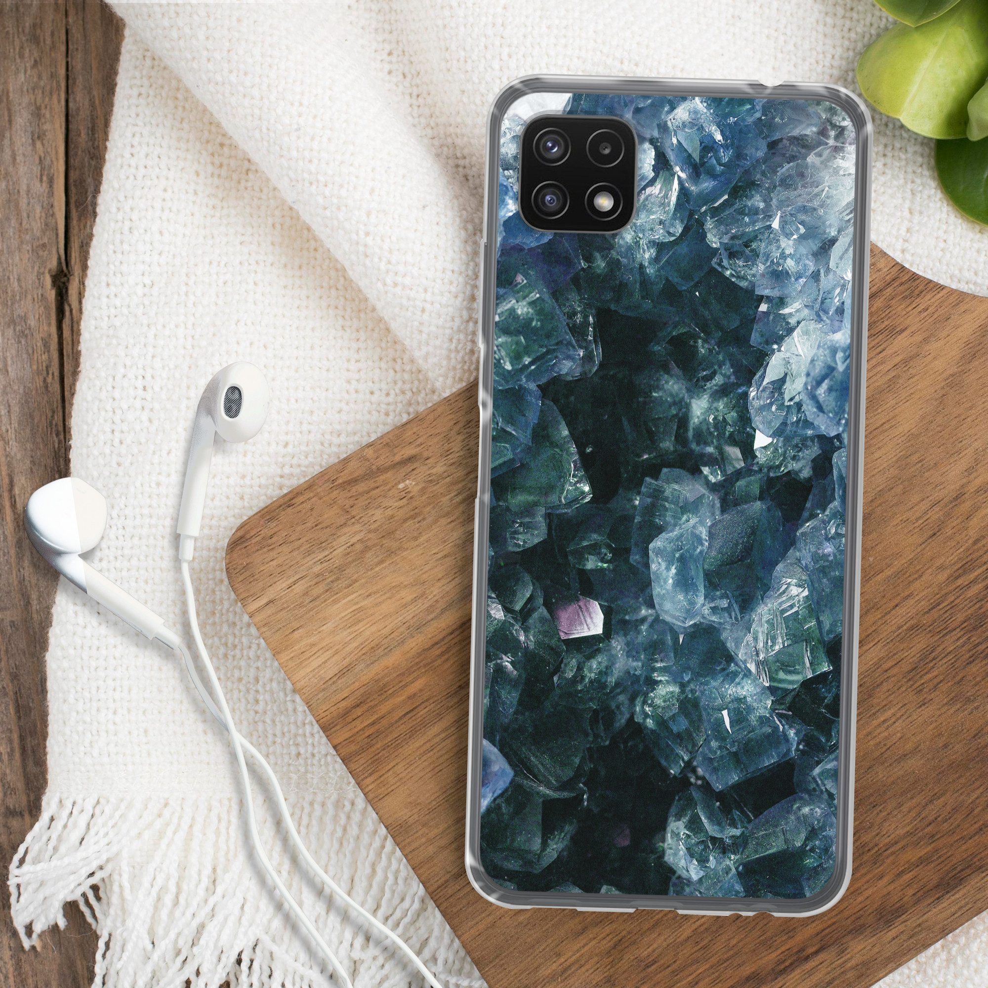 MuchoWow Handyhülle für Samsung Galaxy A22 5G Edelsteine und Mineralien - Kristall - Natur, Smartphone-Bumper, Print, Handy Schutzhülle Dünn