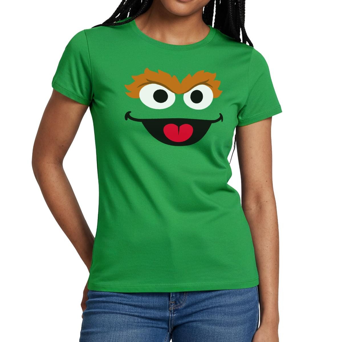 Spreadshirt T-Shirt Sesamstraße Oscar Kostüm Gesicht Karneval Frauen T-Shirt (1-tlg)