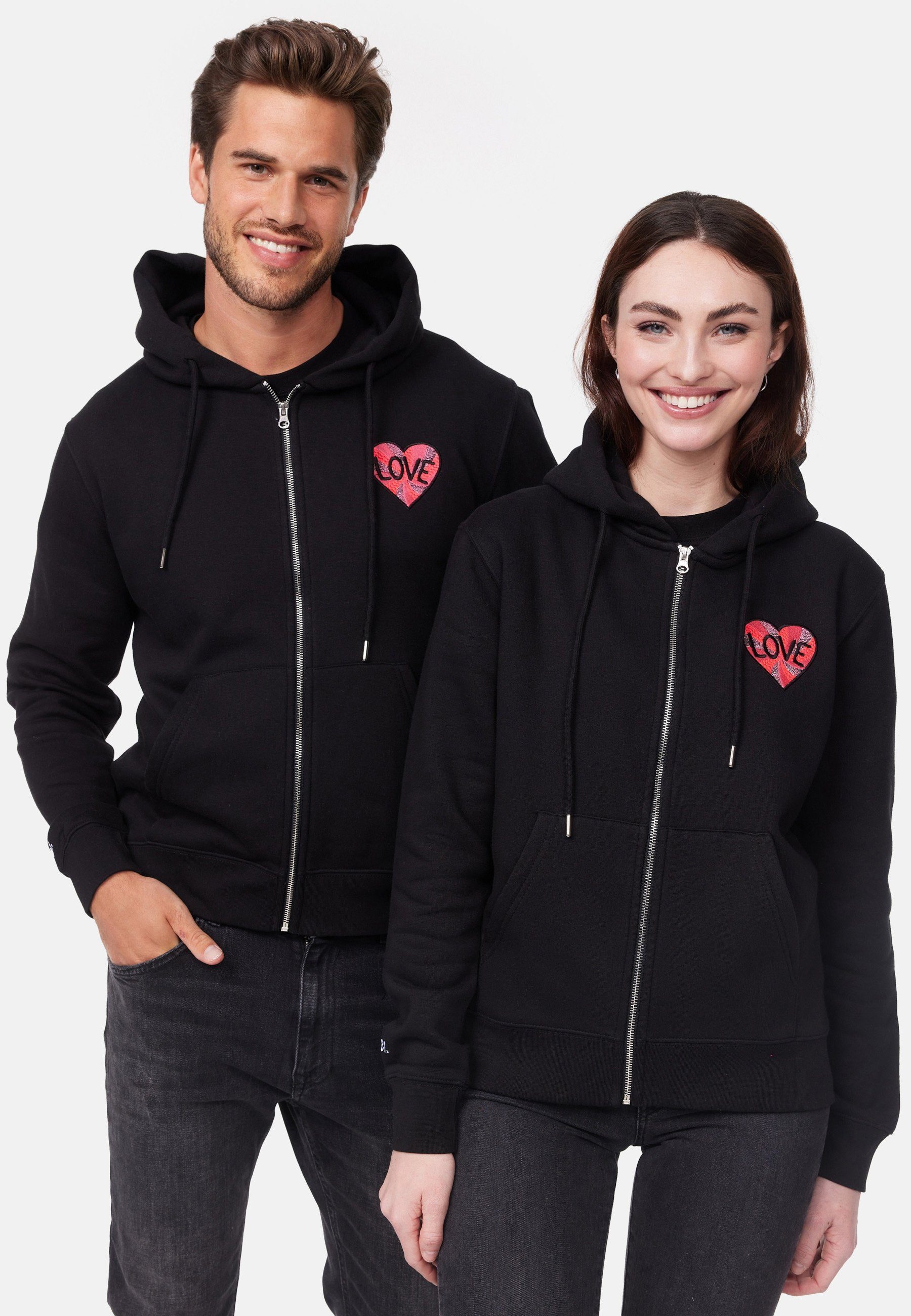 Bio-Baumwollmischung grin., Hochwertige smiler. Kapuzensweatjacke