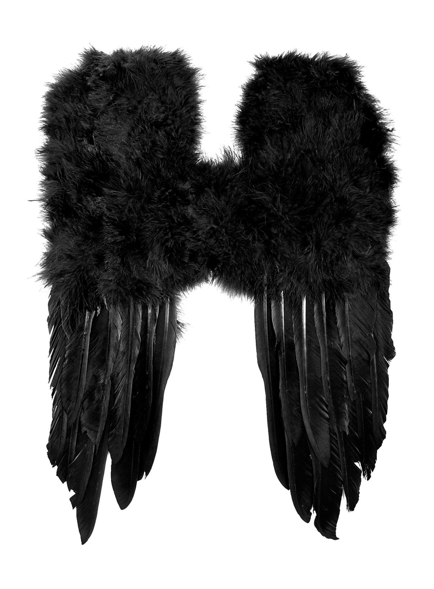 Metamorph Kostüm-Flügel Kleine Feder Flügel schwarz für Fasching und Hallo, Imposante Federflügel für Elfen und Engel Kostüme