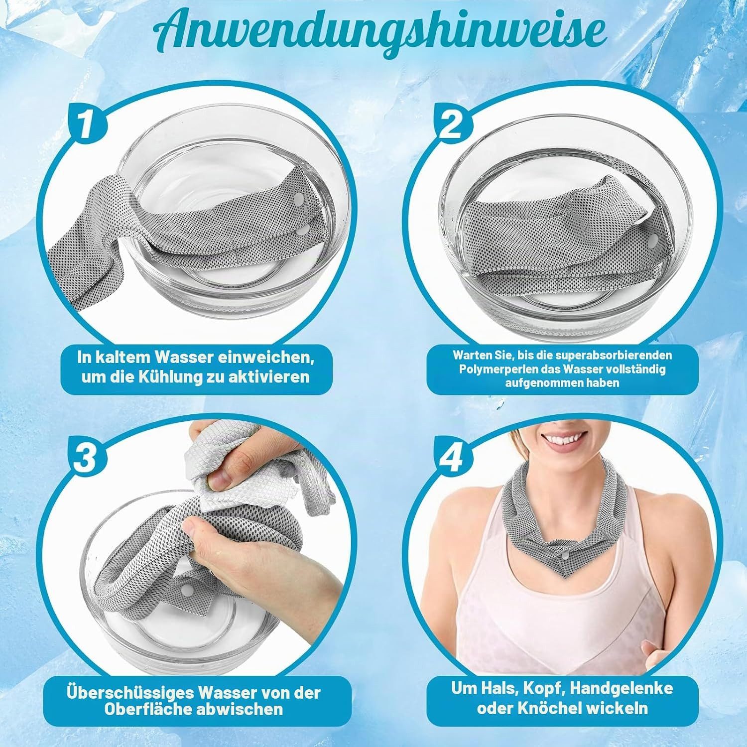 nsihing Sporthandtuch Kühlendes Handtuch, Kühlender Schal mit Knopf, Kühltuch Nacken – Bild 4 von 5