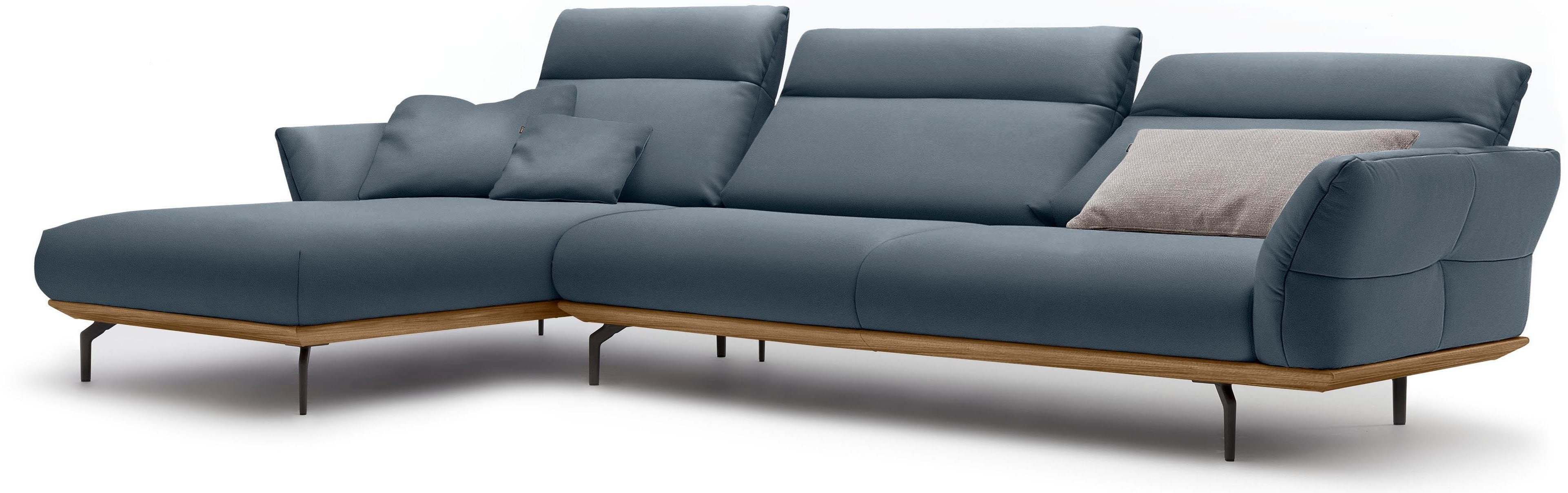 hülsta sofa Ecksofa hs.460, Sockel in in Breite Nussbaum, Umbragrau, cm 338 Winkelfüße