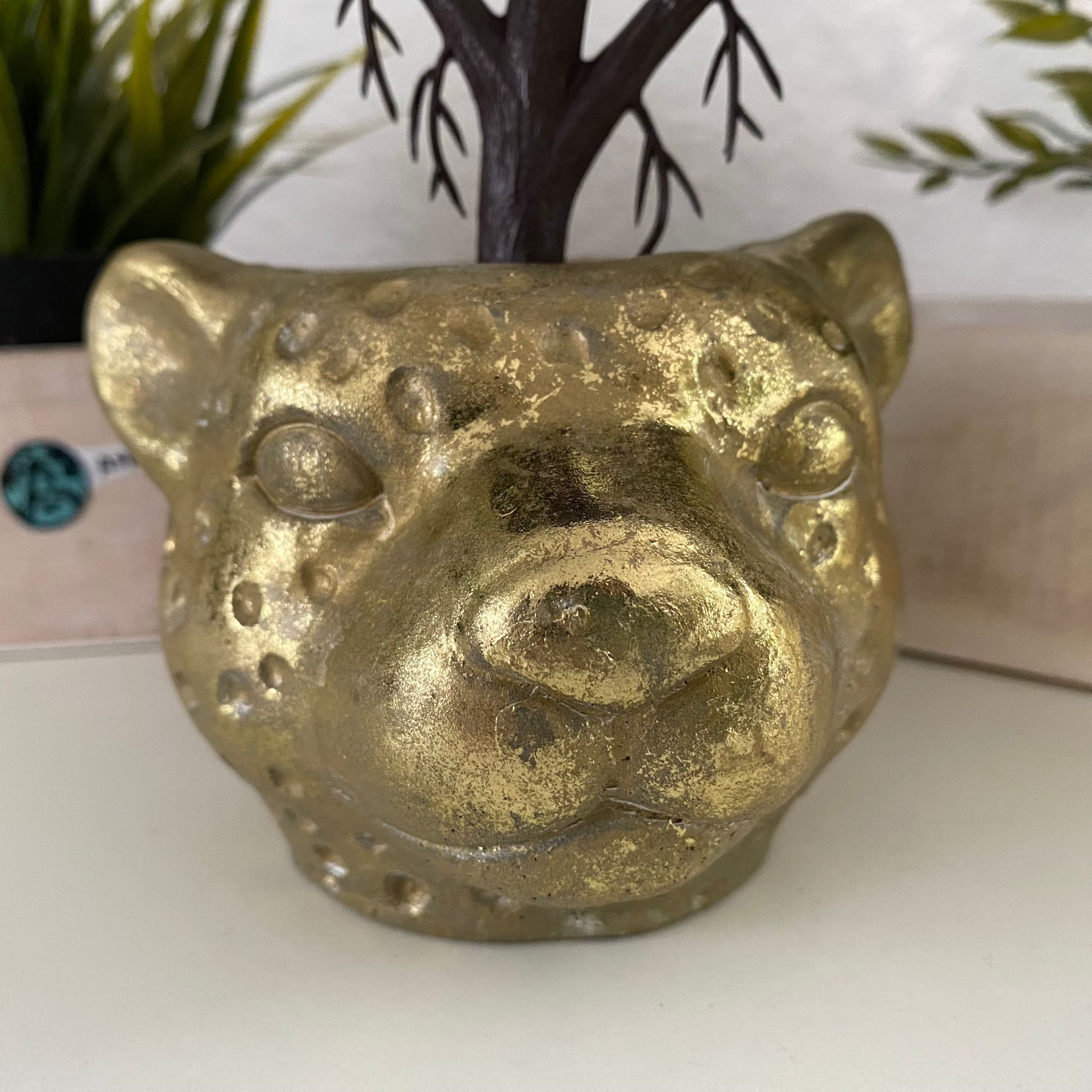 Aspinaworld Blumentopf Leopard Figur Blumentopf Übertopf 10 cm, Deko Topf