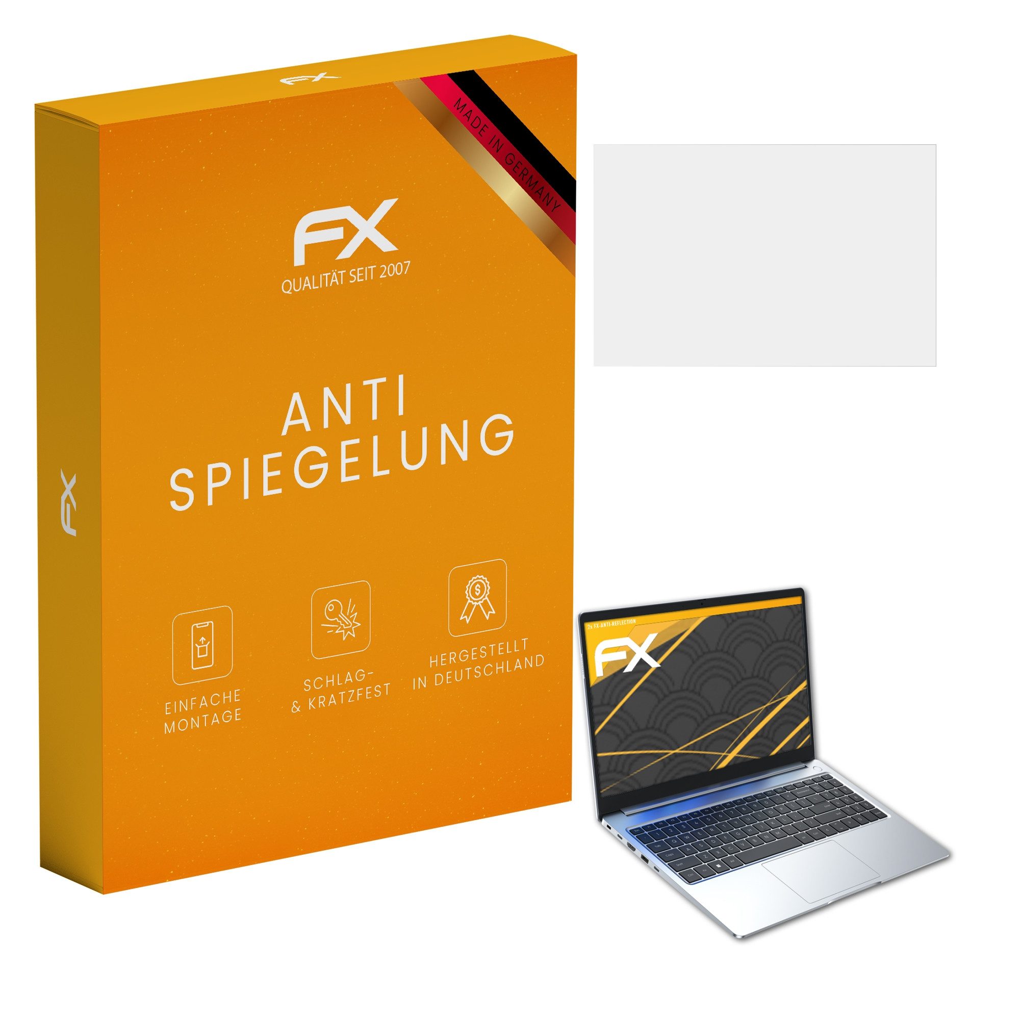 atFoliX Schutzfolie für Tecno Megabook T1, (2 Folien), Entspiegelnd und stoßdämpfend