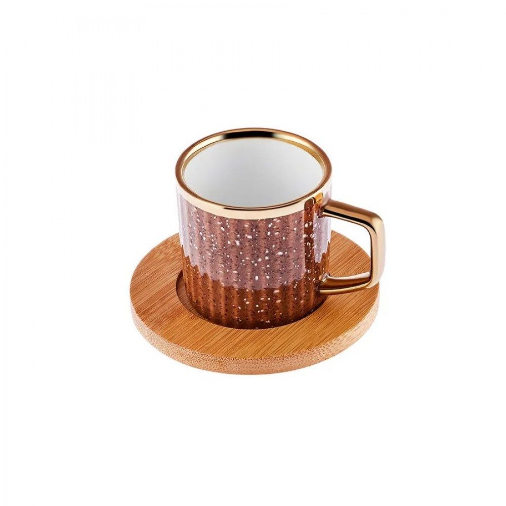 Karaca Kaffeeservice Bambus farbige Kaffeetasse Set, 6 Personen, 90 ml