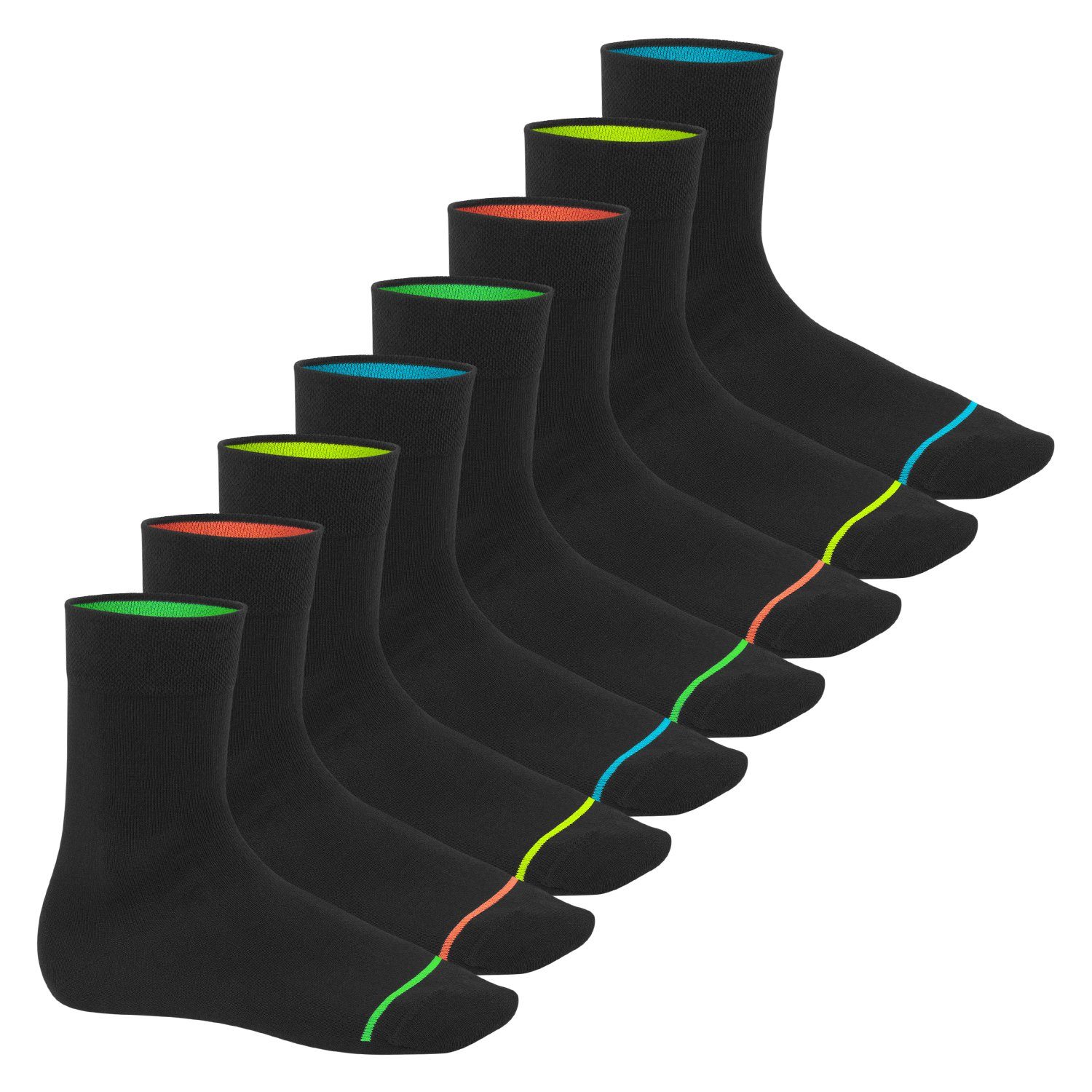 Basicsocken Herren & Damen Baumwollsocken (8 Paar) Socken im Neon Look