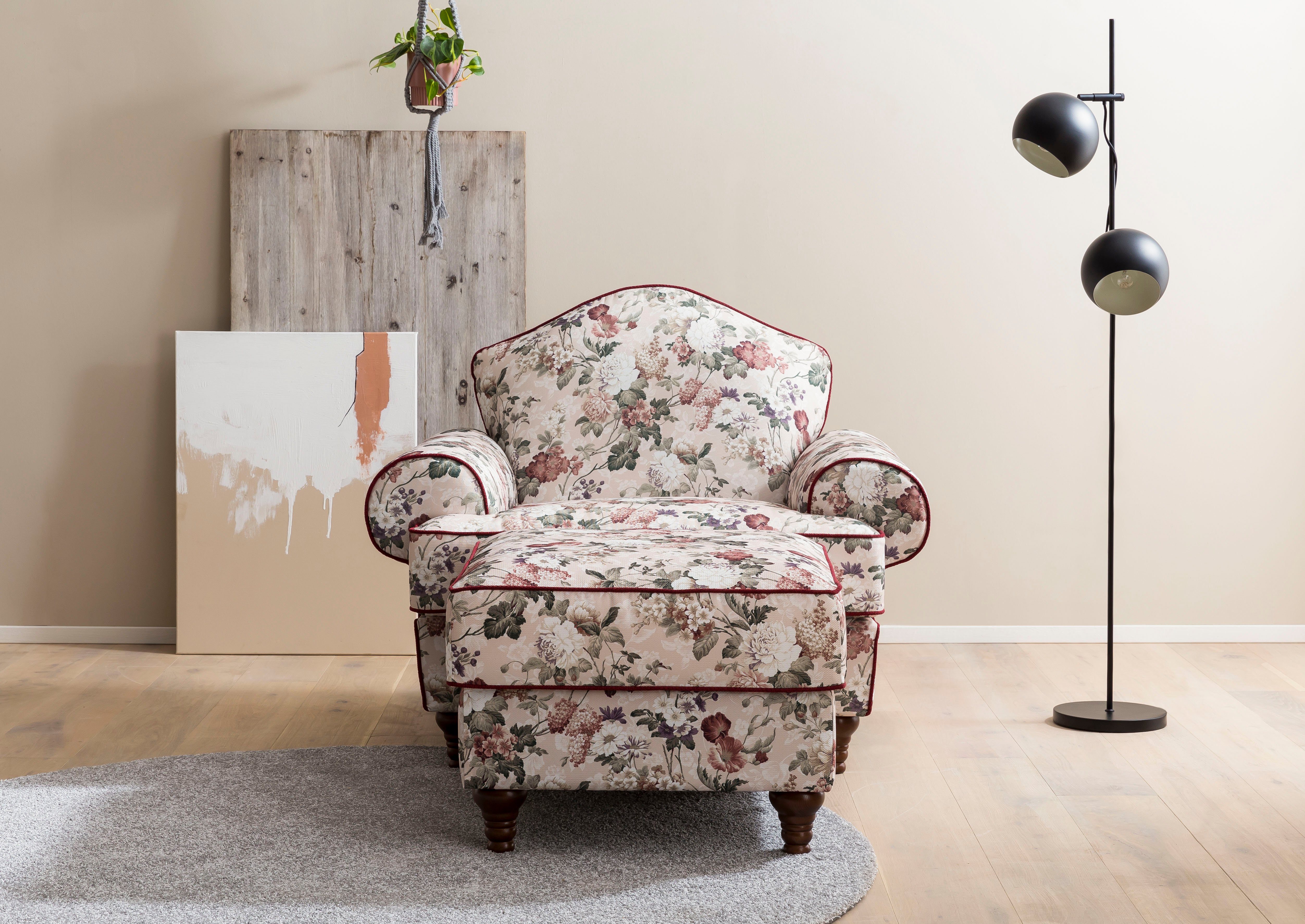 Home affaire Sitzgruppe LUCIENNE, (2-tlg), mit gedrechselten Füßen aus Holz