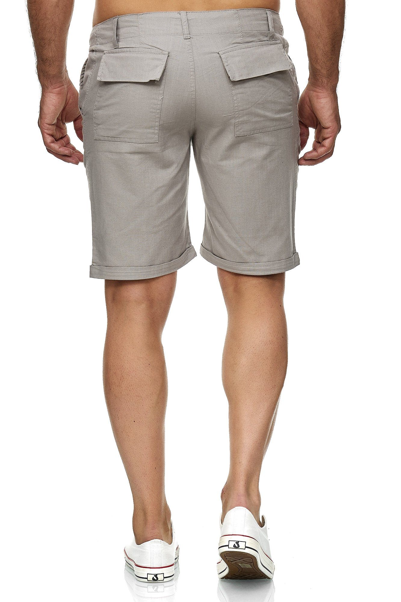 Reslad lässige im kurze Leinenhose Hose Leinenhose Leinen-Shorts Männer hellgrau Herren Strandhose (1-tlg) Kurze Leinen-Look Männer Freiz Reslad