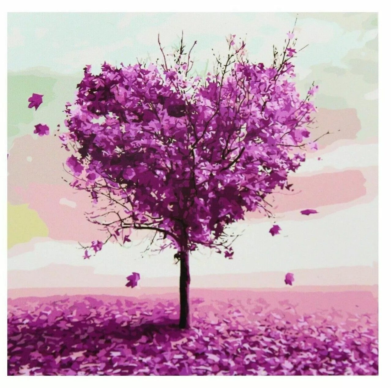 LA CUTE Раскрась по номерам Herzbaum Set mit Acrylfarben & Leinwand für Kinder & Erwachsene (Komplettes Malen-nach-Zahlen DIY Set für Erwachsene & Kinder, DIY Malen-nach-Zahlen Set für Kinder & Erwachsene inkl. Zubehör), Einsteigerfreundlich, nummerierte Leinwand, ungiftige, entspannend