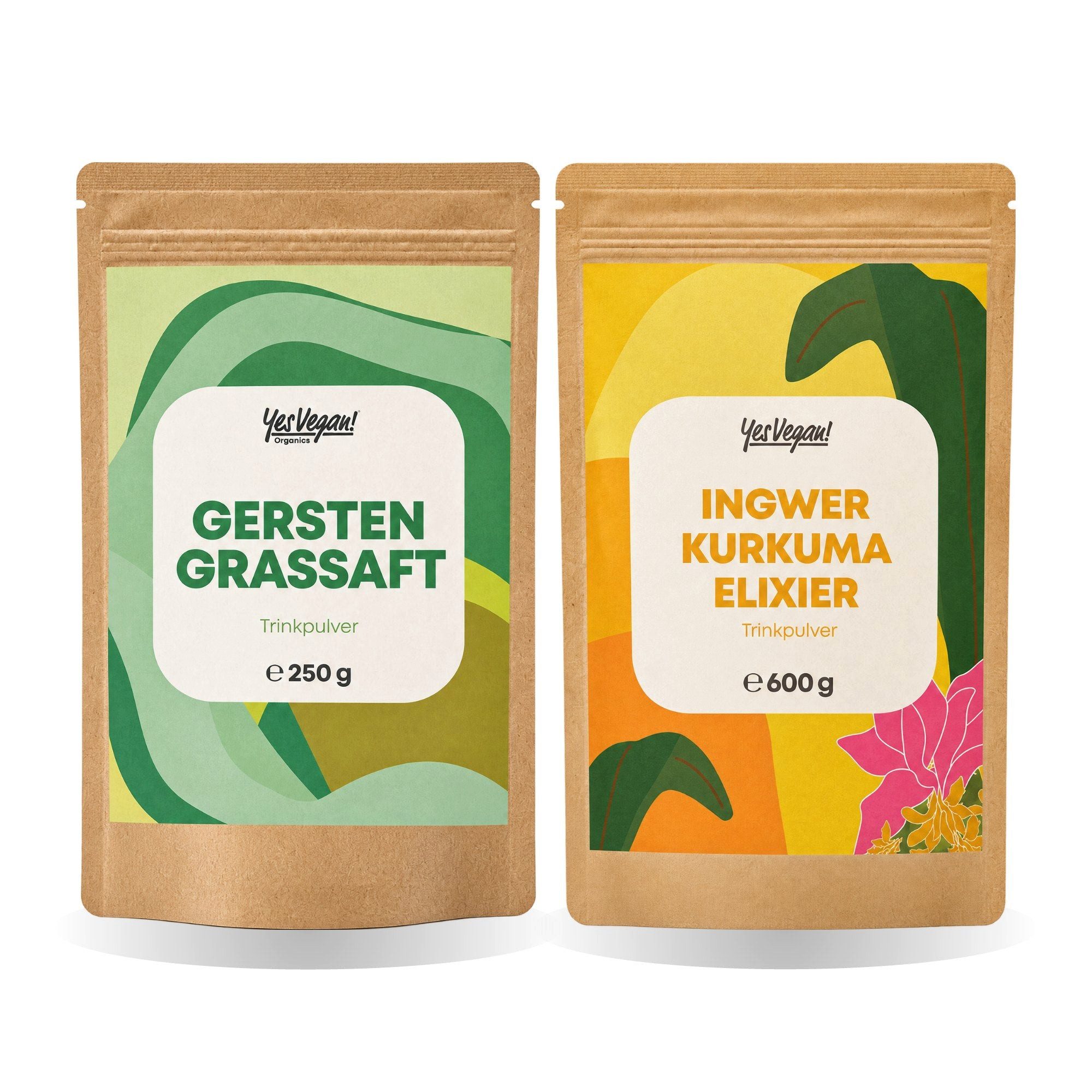 Yes Vegan Trink-Ritual Set: Gerstengrassaft + Ingwer Kurkuma + Shaker Pulver, 2 er Set à, vegan, laktosefrei