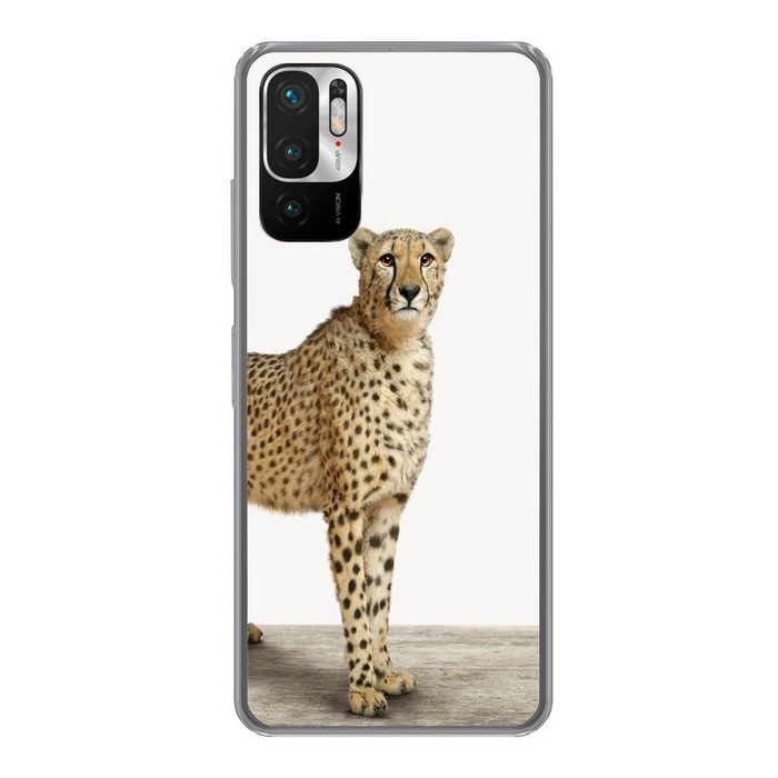 MuchoWow Handyhülle Leopard - Tiere - Weißer Hintergrund - Kinder - Jungen - Mädchen Phone Case Handyhülle Xiaomi Redmi Note 10 5G Silikon Schutzhülle