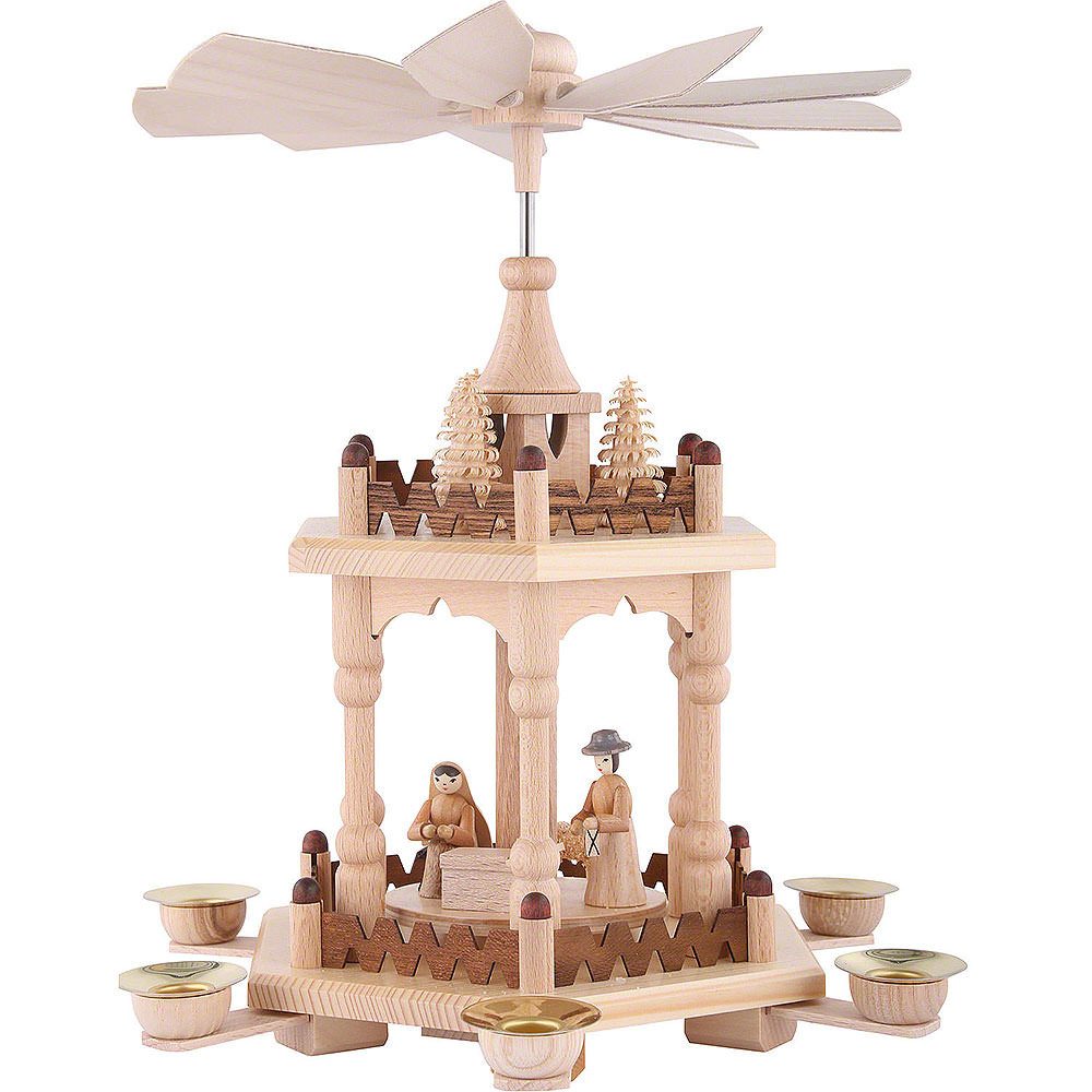 Seiffener Kunsthandwerk Theo Lorenz Weihnachtspyramide 2-stöckige Pyramide Krippenszene (29cm) von Theo Lorenz Kunsthandwerk