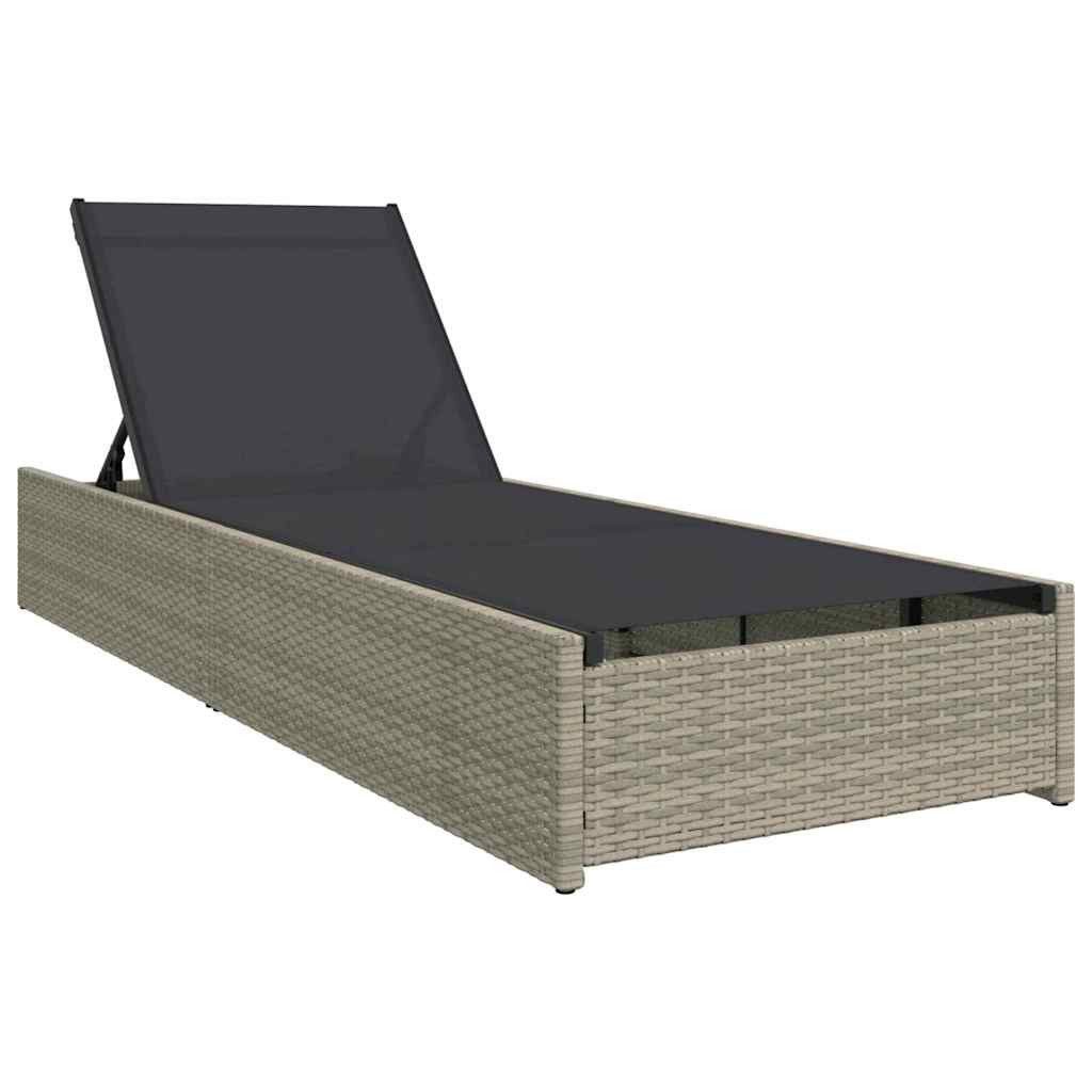 vidaXL Gartenliege Sonnenliege Beige 200,5 x 70 x 75 cm Poly-Rattan, 1 St.