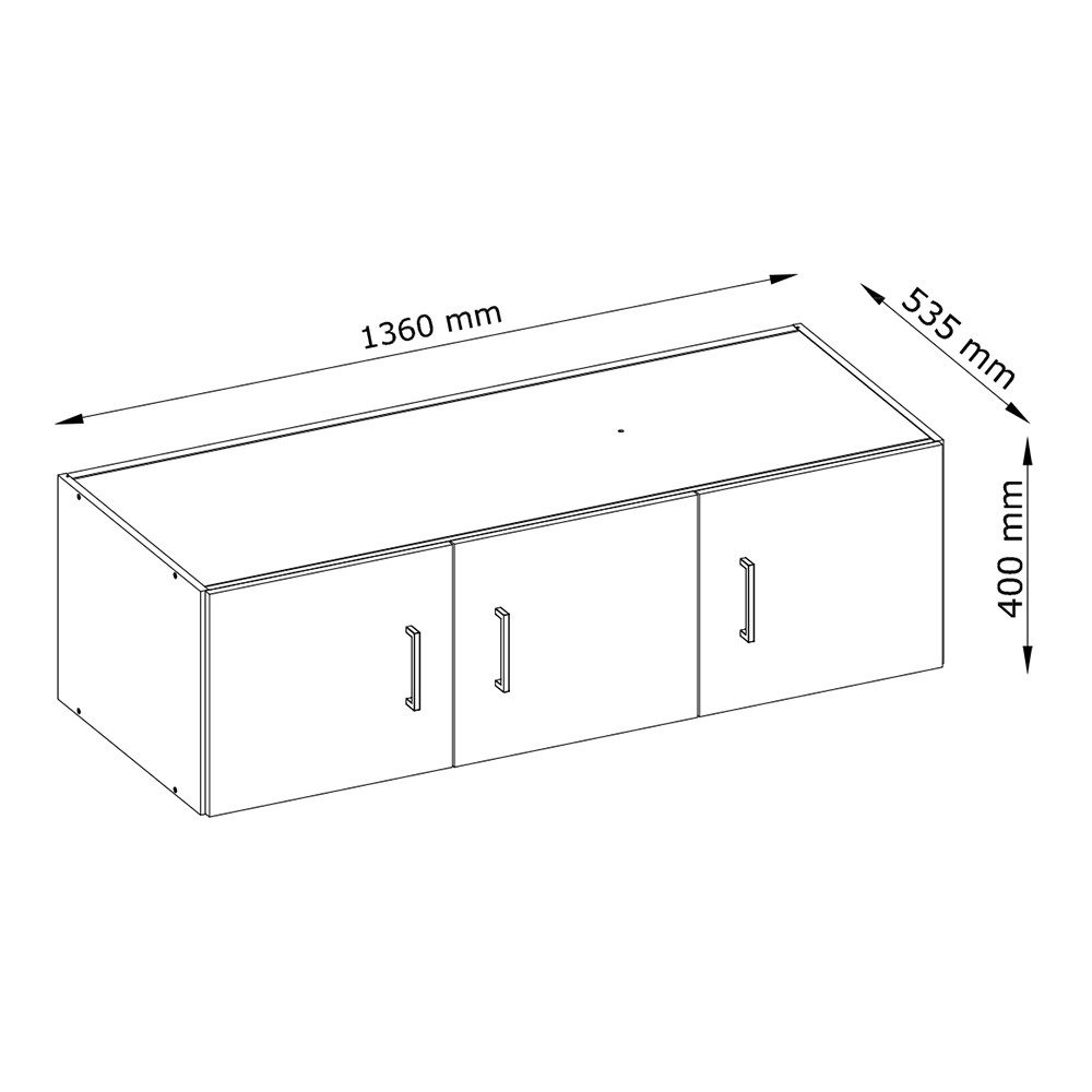 Lomadox Aufsatzschrank TRIEST-166 für Kleiderschrank 3trg., weiß, ca. 136/40/54 cm