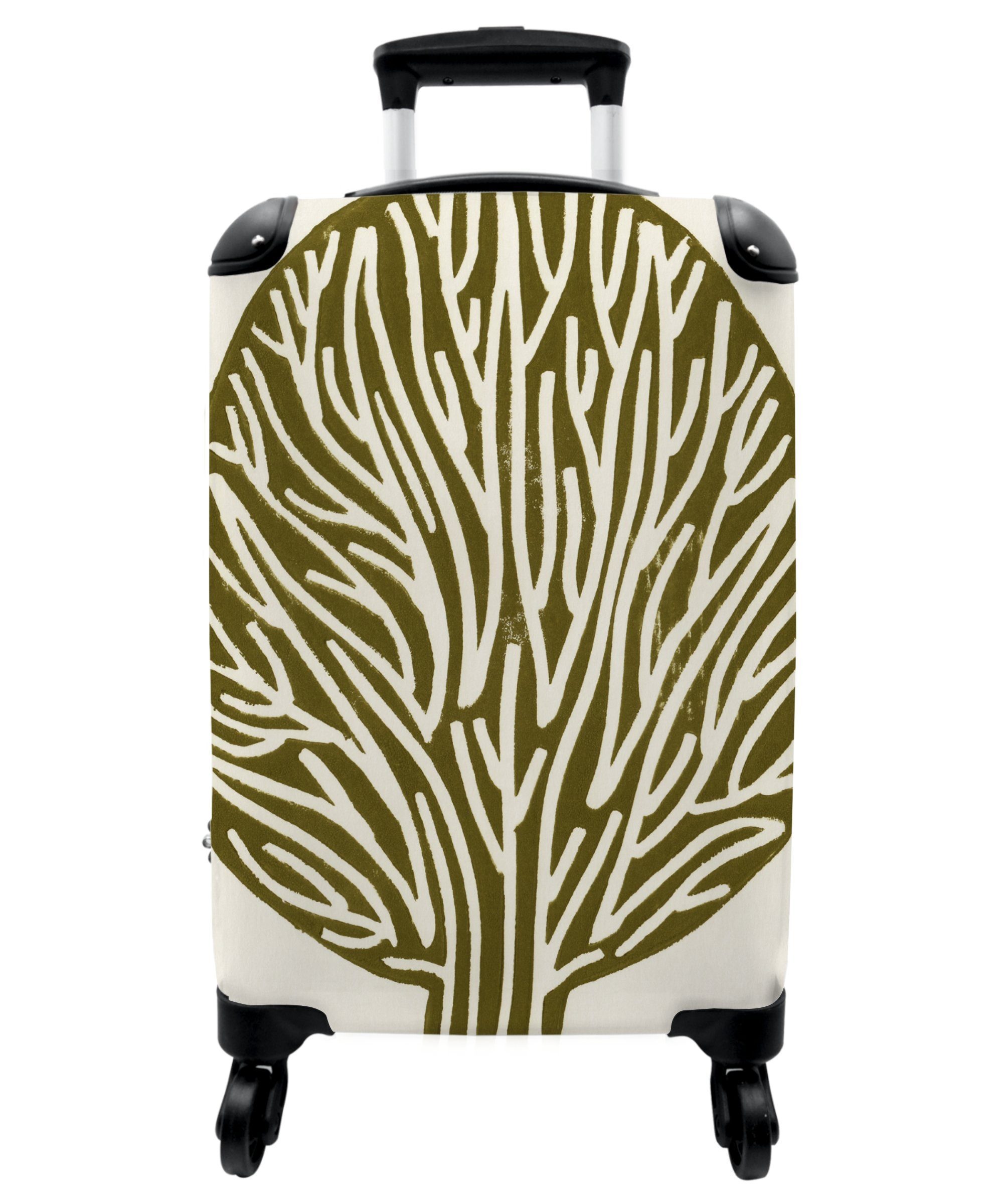 NoBoringSuitcases.com© Handgepäckkoffer 55x35x20cm Baum - Abstrakt - Pastell - Grün, 4 Rollen, Handgepäck Trolley Rollkoffer Kleine Reisekoffer mit 4 Rollen - Cabin