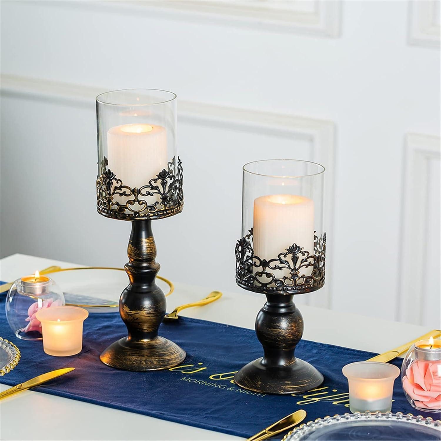 LuxusKollektion Kerzenständer Vintage Distressed Black Hurricane Kerzenstän günstig online kaufen