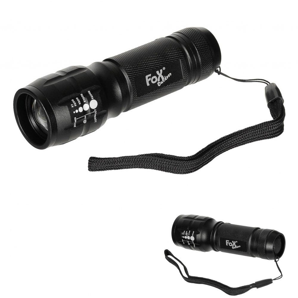 MFH LED Taschenlampe Stablampe, Mini, 3 Watt, Fokus (Packung), griffiges, robustes Aluminium-Gehäuse