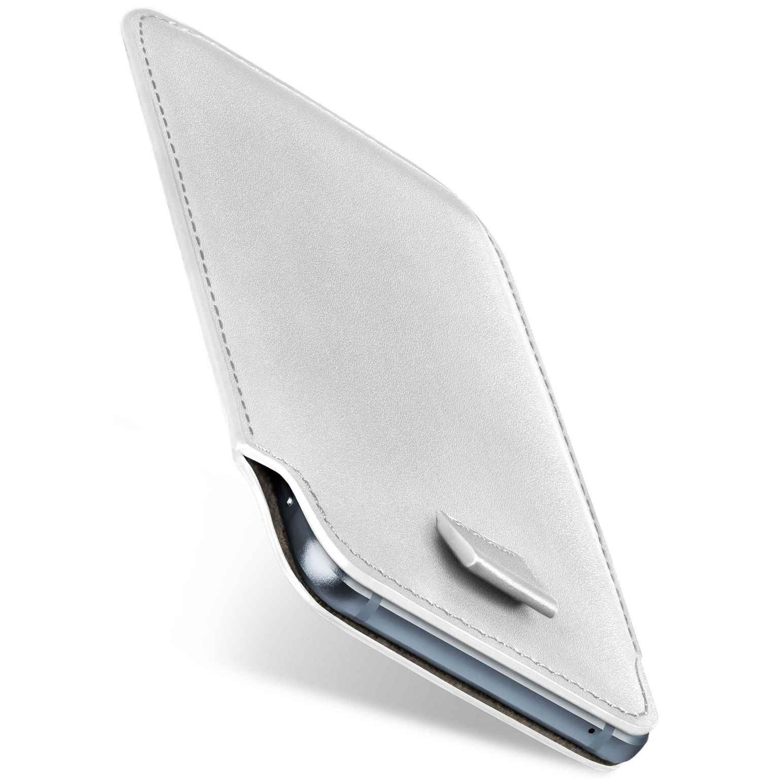 moex Handyhülle für Motorola Edge 50 Neo Hülle Leder Optik Pull Case Weiß 6,4 Zoll, Holster Handytasche Schutzhülle Sleeve Hülle Etui 360 Grad Schutz Dünn