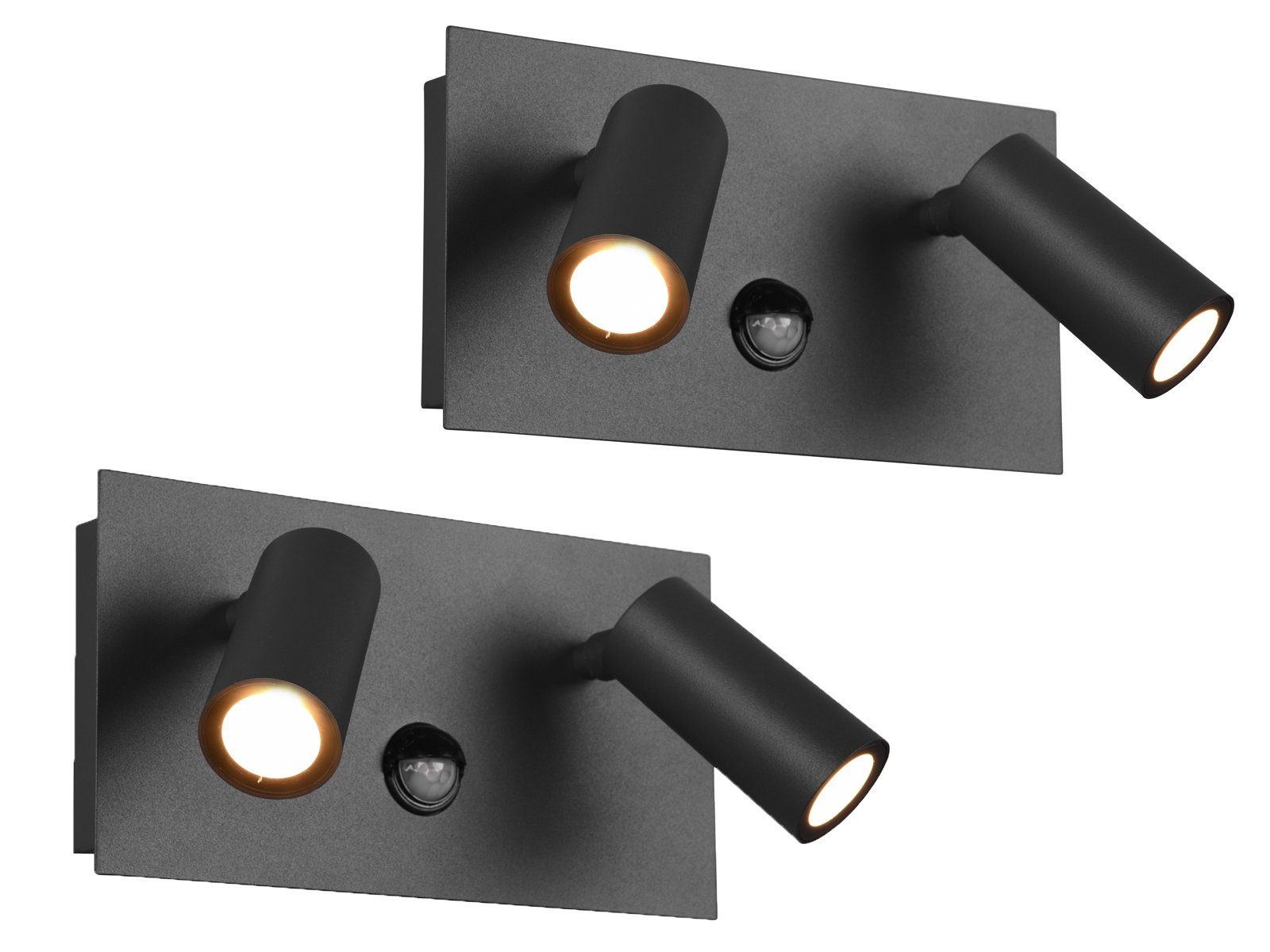 TRIO Leuchten LED Außen-Wandleuchte, Bewegungsmelder, LED fest integriert, Warmweiß, 2er-Set Außen Wandstrahler, Fassadenbeleuchtung Hauswand, Breite 23cm