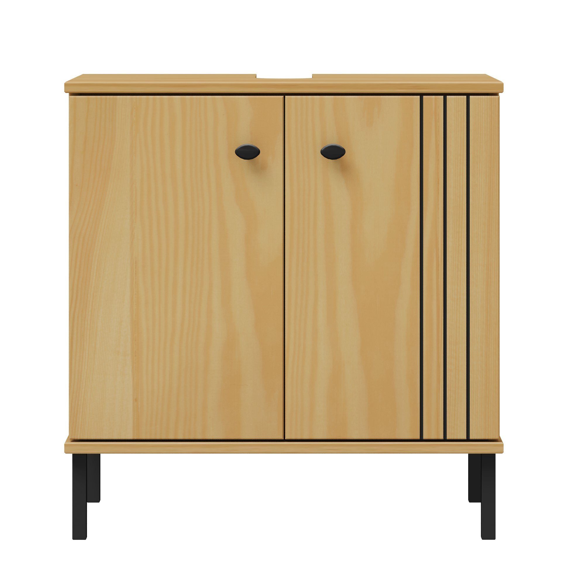 Woodroom Waschbeckenunterschrank Sevilla Kiefer massiv eichefarbig lackiert, BxHxT 62x65x40 cm