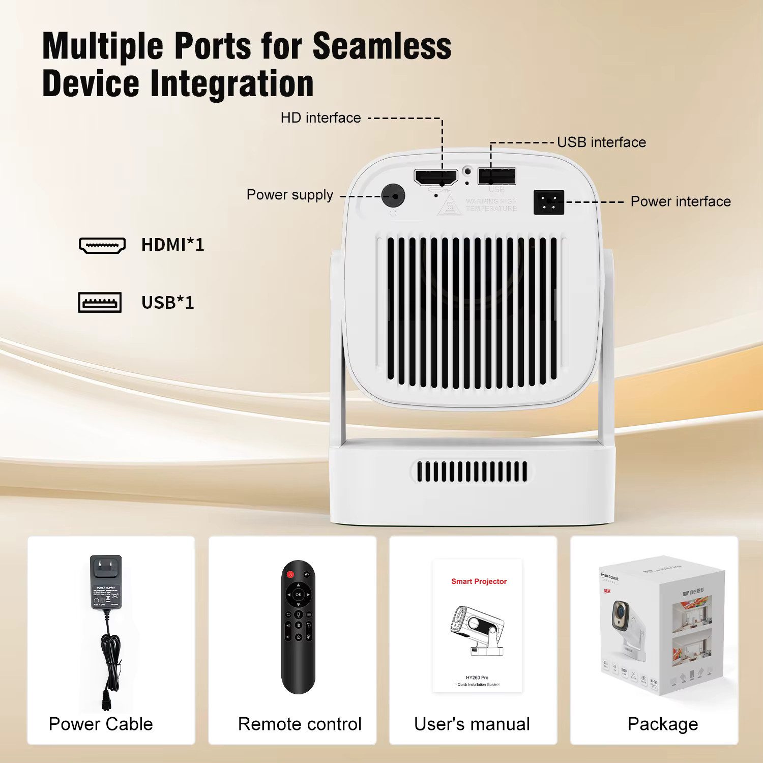 Magcubic Magcubic Tragbarer Mini Projektor Beamer HY310 4K Android 11 Wifi6 Portabler Projektor (8000 lm, 10000:1, 3840 x 2160 px, BT 5.4, 4K 1080p unterstützt)