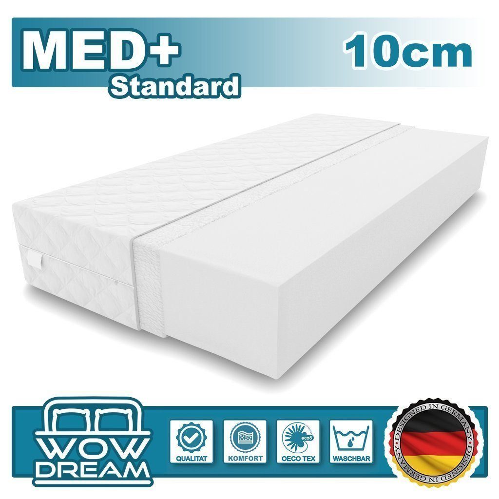 Kaltschaummatratze Matratze MED+ Standard Kaltschaum Rollmatratze H3 10 cm 90 x 200, KingMatratzen, 10 cm hoch
