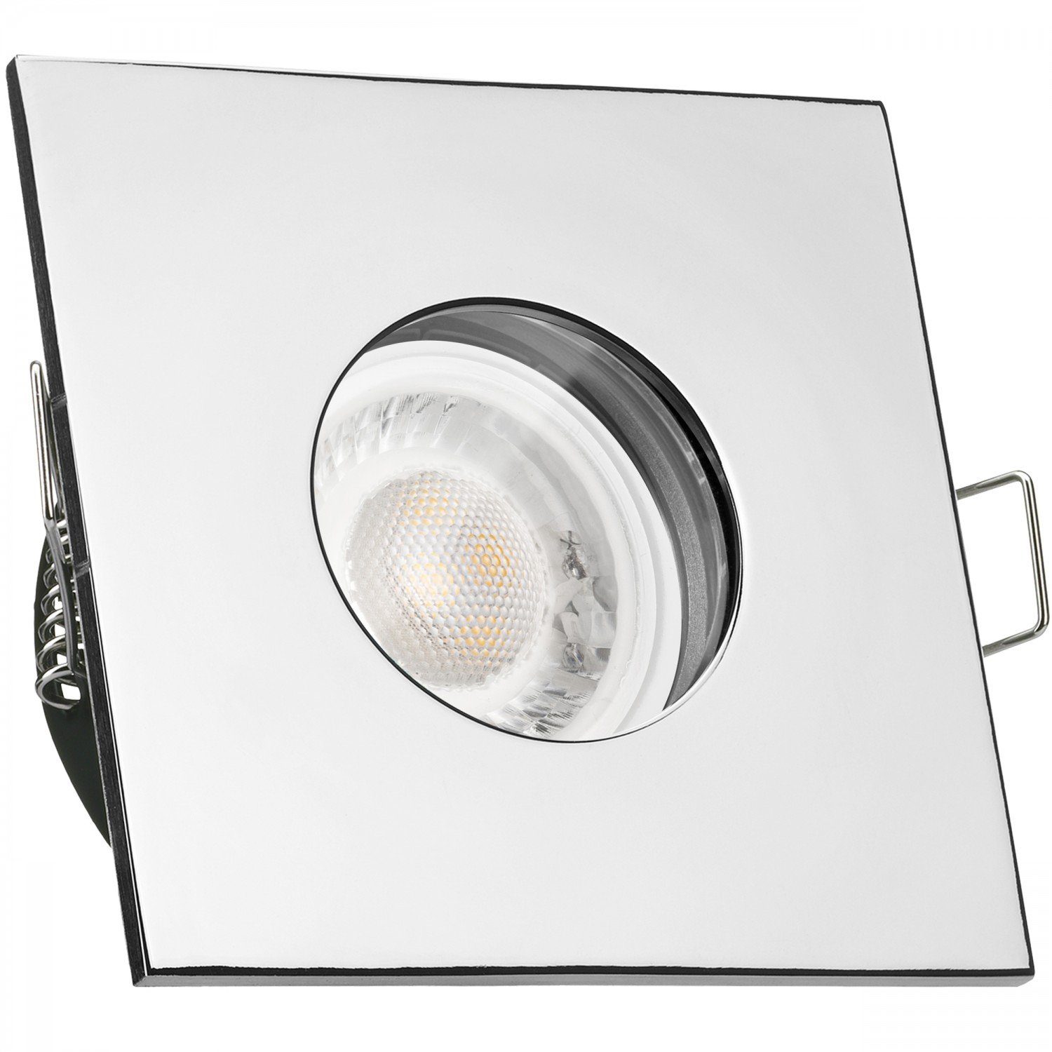 LEDANDO LED Einbaustrahler IP65 LED Einbaustrahler Set extra flach in chrom mit 5W Leuchtmittel v