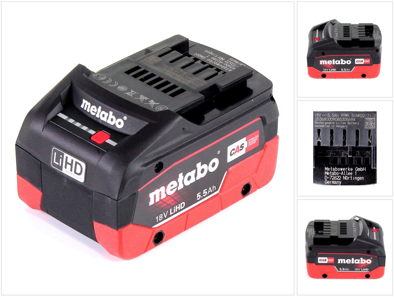 metabo LiHD Akkupack 18 V 5,5 Ah Li-Ion Akku (625368000) CAS System Akkupacks