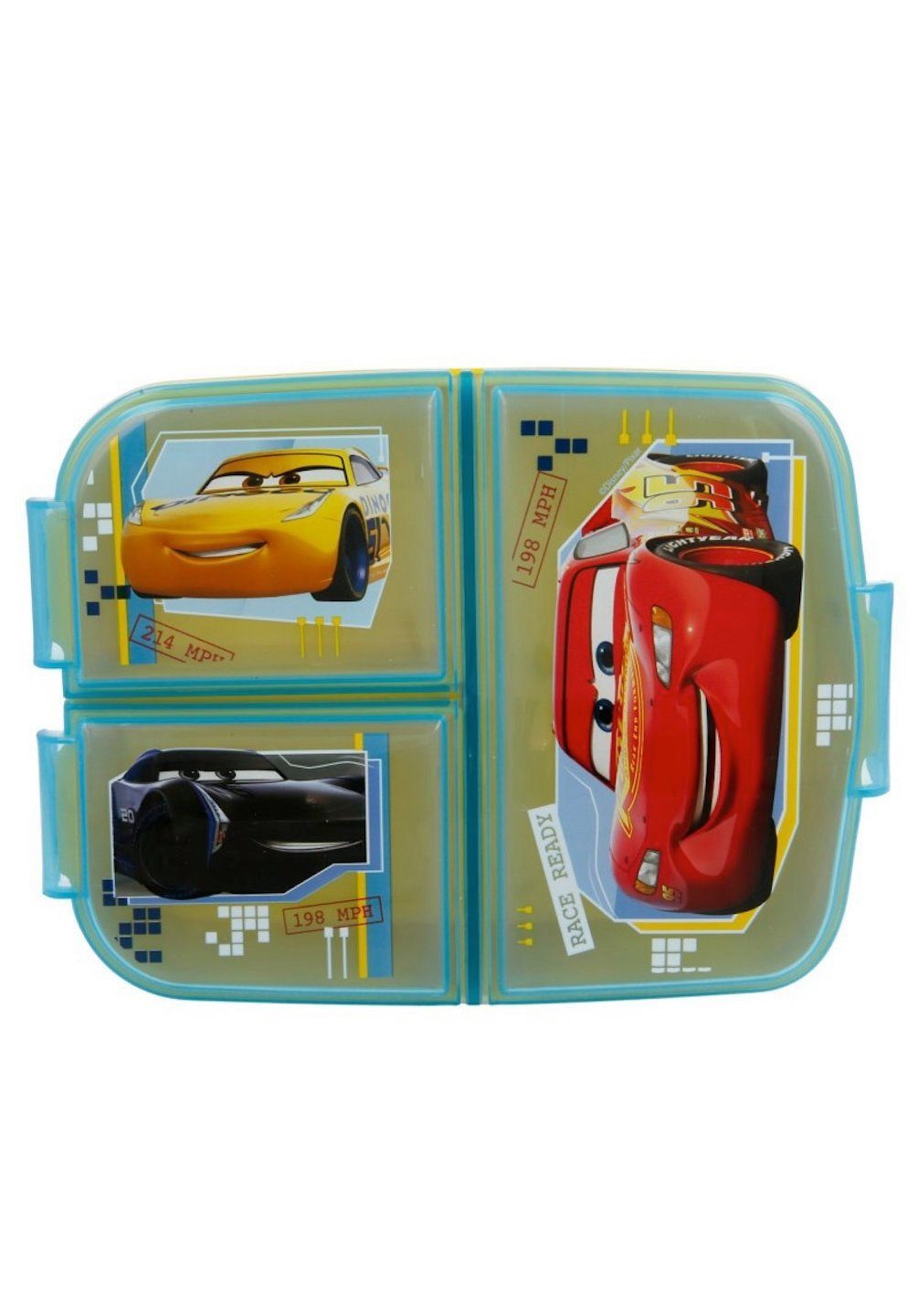 Haushalt Lebensmittelaufbewahrung Disney Cars Lunchbox Brotdose Lightning McQueen, Vesperdose mit 3 Fächern, BPA-frei