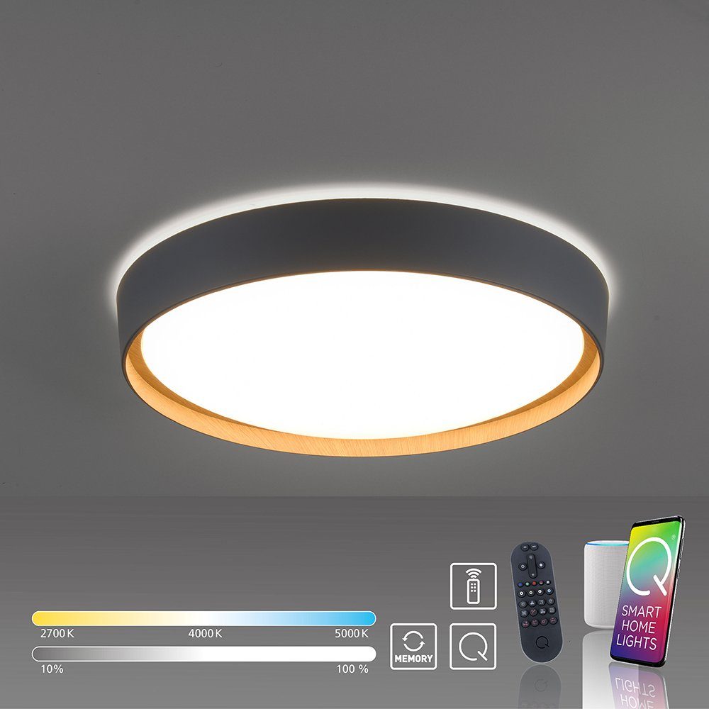 Paul Neuhaus Smarte LED-Leuchte LED Deckenleuchte Q EMILIA Smart Home, Smart Home, CCT-Farbtemperaturregelung, Dimmfunktion, Memoryfunktion, mit Leuchtmittel, Warmweiß bis Tageslichtweiß, dimmbar Fernbedienung steuerbar App Wandlampe