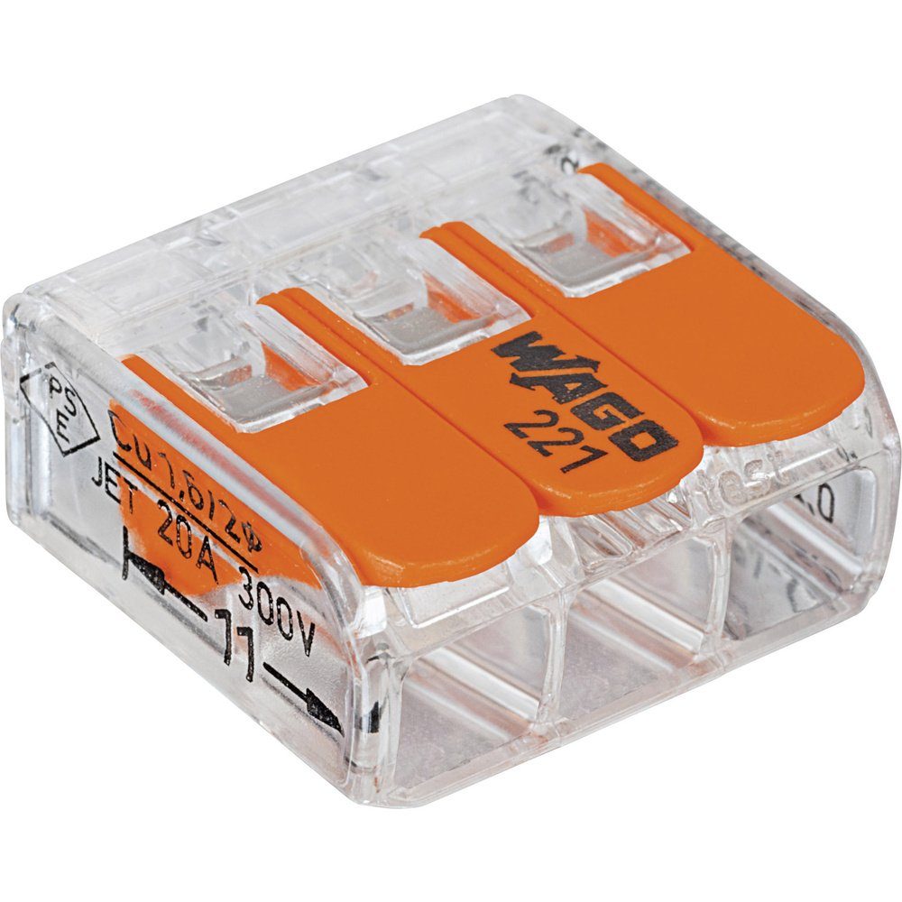 WAGO Verbindungsklemme WAGO 221-413-50 221 Verbindungsklemme flexibel: 0.14-4 mm² starr: 0.2-