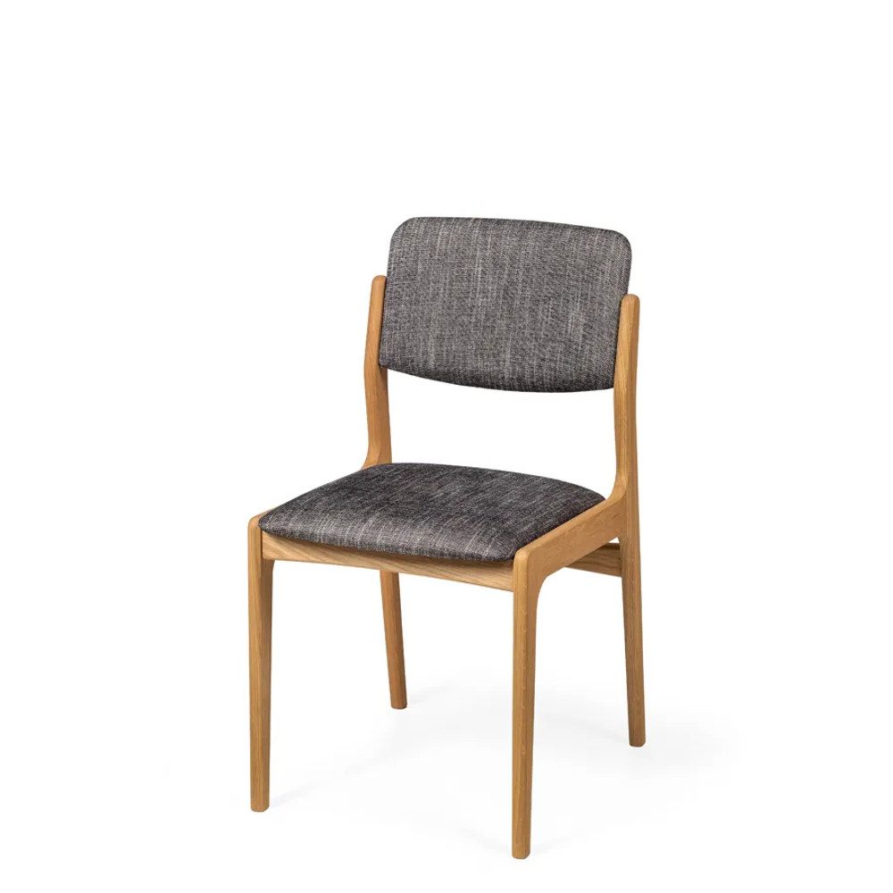 Woodek Design Esszimmerstuhl OSLO, gepolsterter Rückenlehne und Sitzfläche (Stoff Monet Anthracite (dunkel), 1 St), hergestellt aus massivem Eichenholz