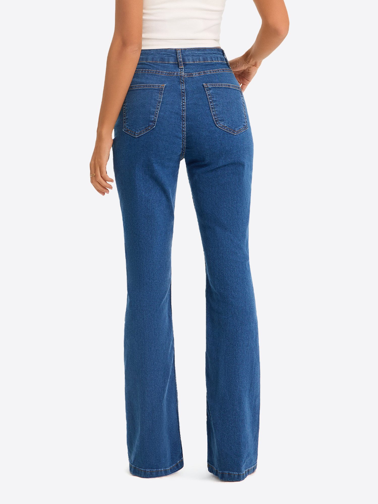 Imily Bela Schlagjeans Damen Jeanshose im Schlag-Schnitt mit hoher Bundhöhe (Packung, 1-tlg., 1per-Pack) 5-Pocket-Style