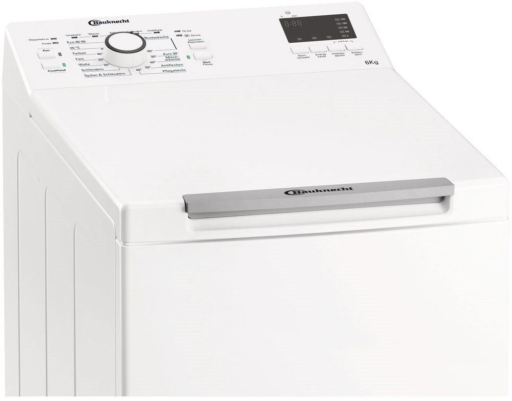 BAUKNECHT Waschmaschine Toplader WAT Eco 612 N, 6 kg, 1200 U/min,  Antiflecken, Fresh-Finish, Kurz-Taste, Die Start-/Pause-Taste lässt Sie die  Hausarbeit zeiteffizienter